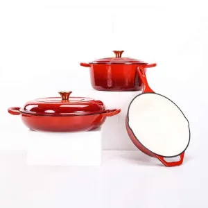 طقم أواني طهي من الحديد الزهر غير اللاصق من 3 قطع-3-Piece Non-Stick Cast Iron Cookware Set
