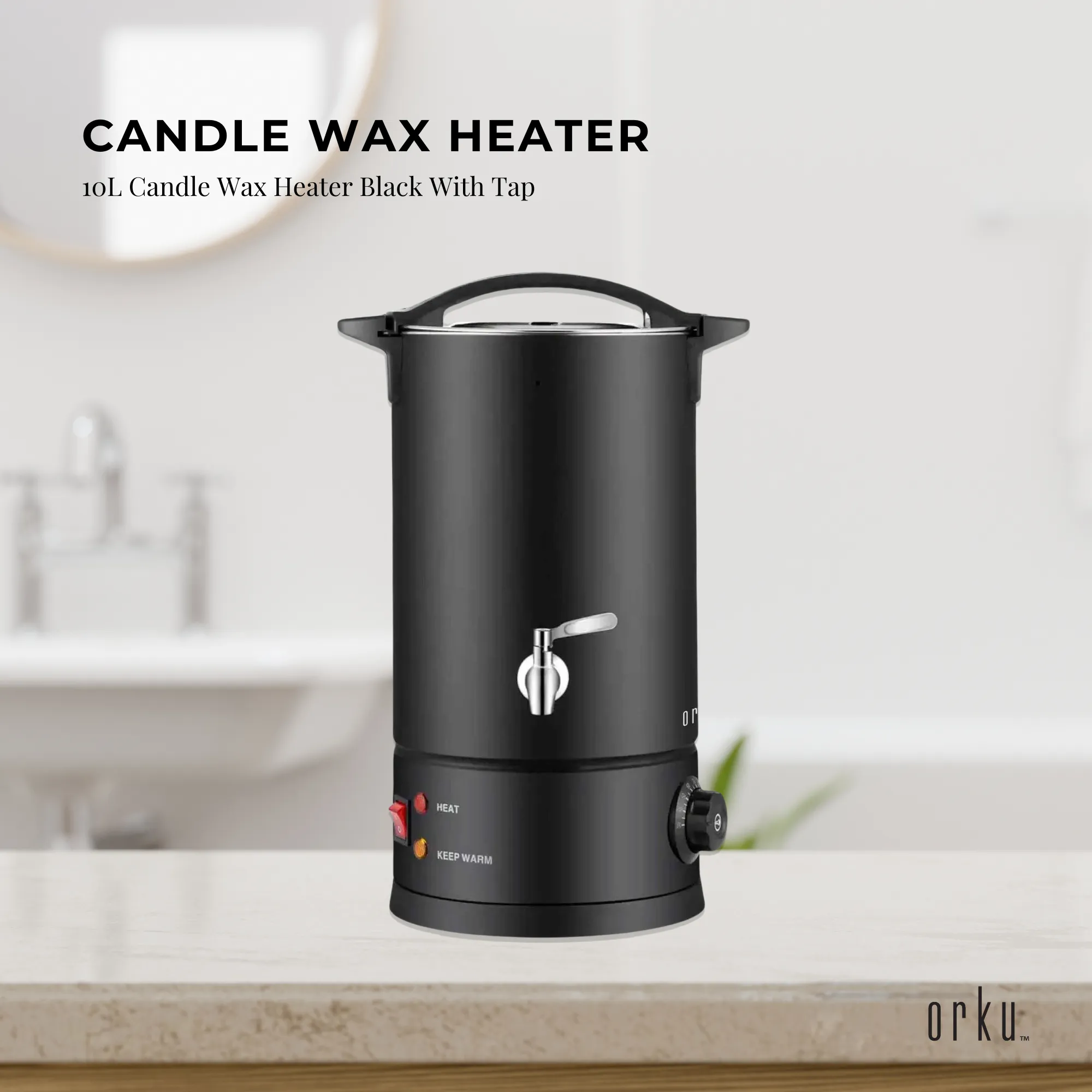 10L Candle Wax Heater Black with Tap & Accessories | Large Candle Wax Melter Pot