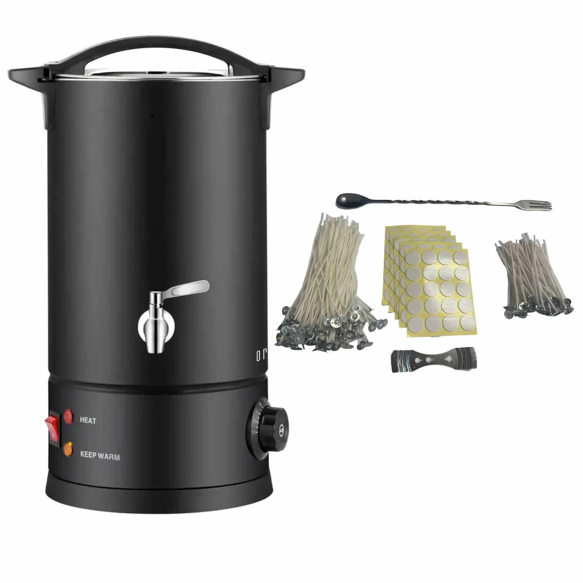 10L Candle Wax Heater Black with Tap & Accessories | Large Candle Wax Melter Pot