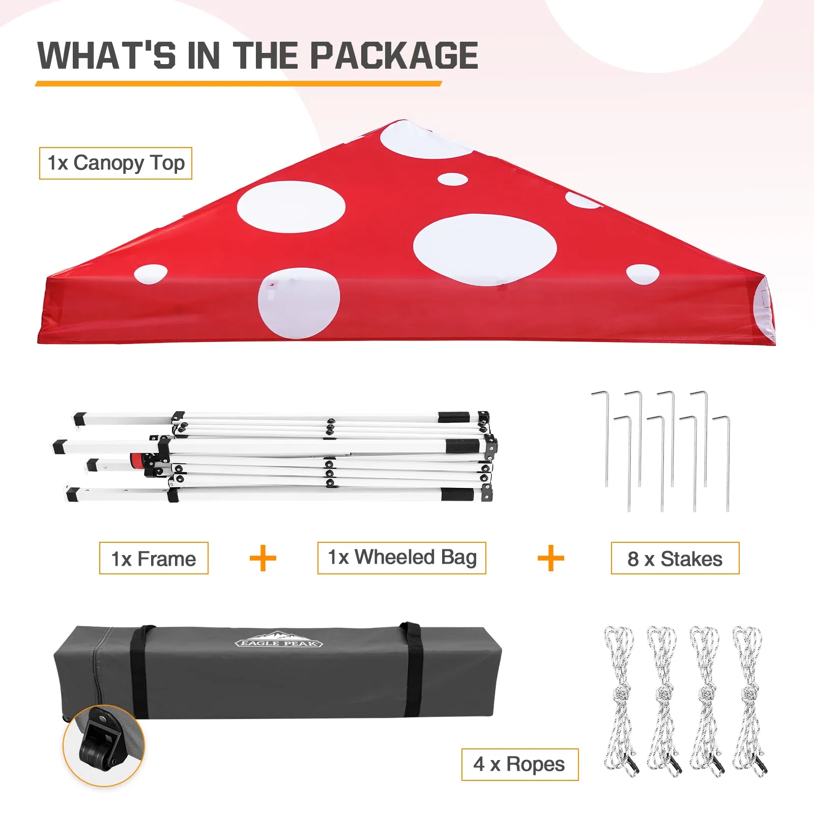 10x10 Slant Leg Pop-up Canopy Tent, 10x10 Base 8x8 Top (Red Mushroom)