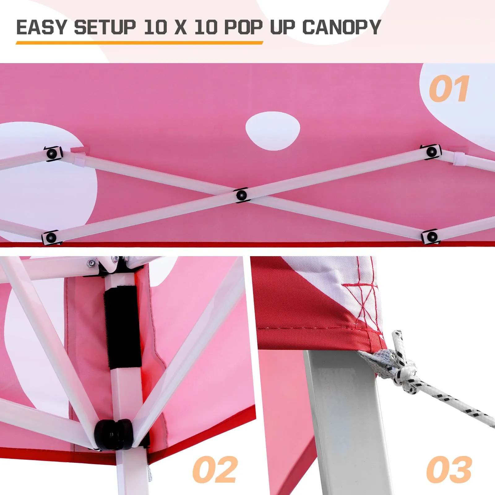10x10 Slant Leg Pop-up Canopy Tent, 10x10 Base 8x8 Top (Red Mushroom)