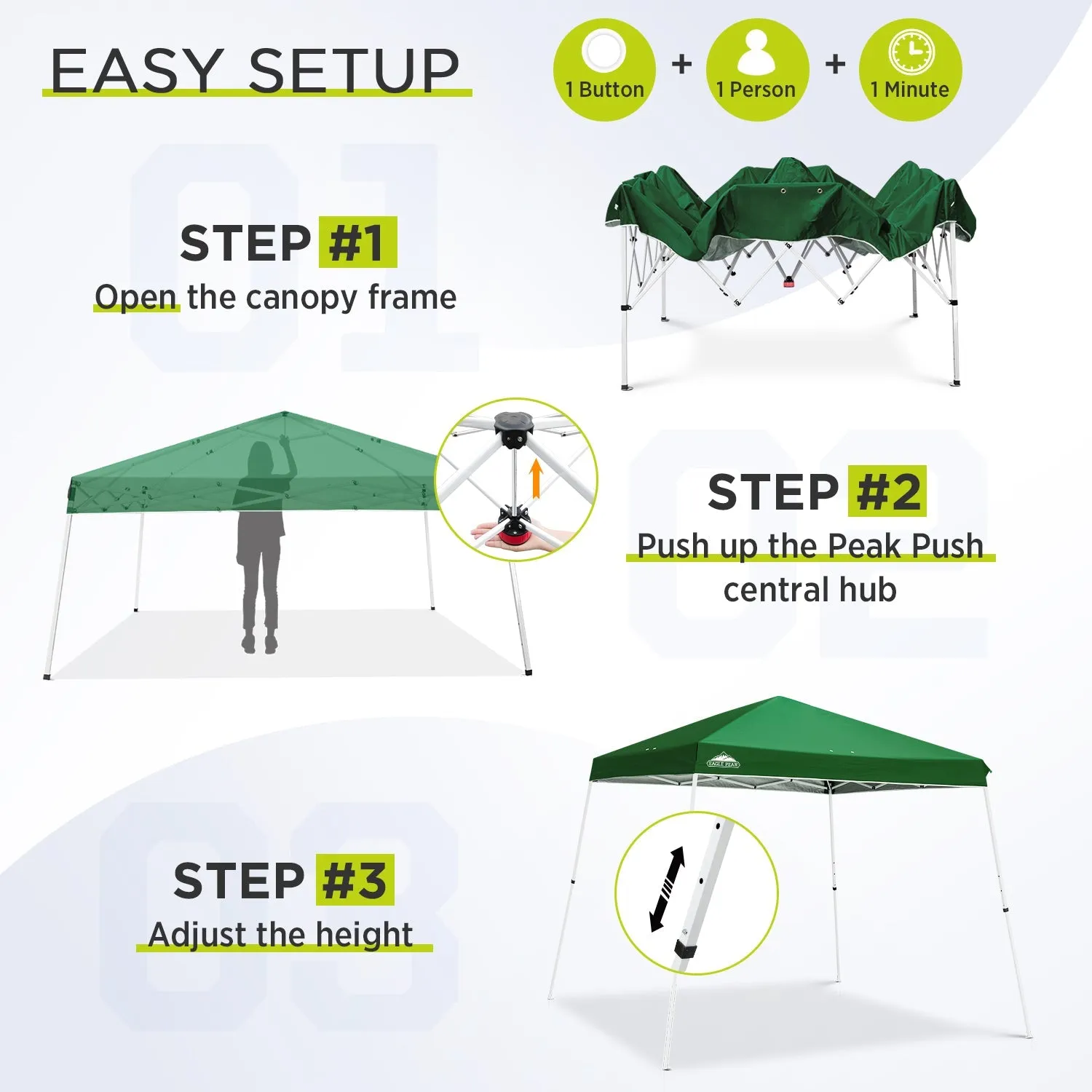 11x11 Slant Leg Pop-up Canopy Tent, 11x11 Base, 9x9 Top