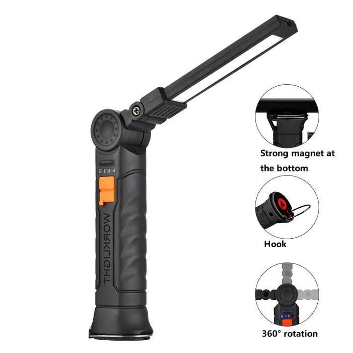 2-Pack Brown 360° Rotating COB LED Magnetic Work Lights | Rechargeable Flashlights for Auto Repair & Emergencies