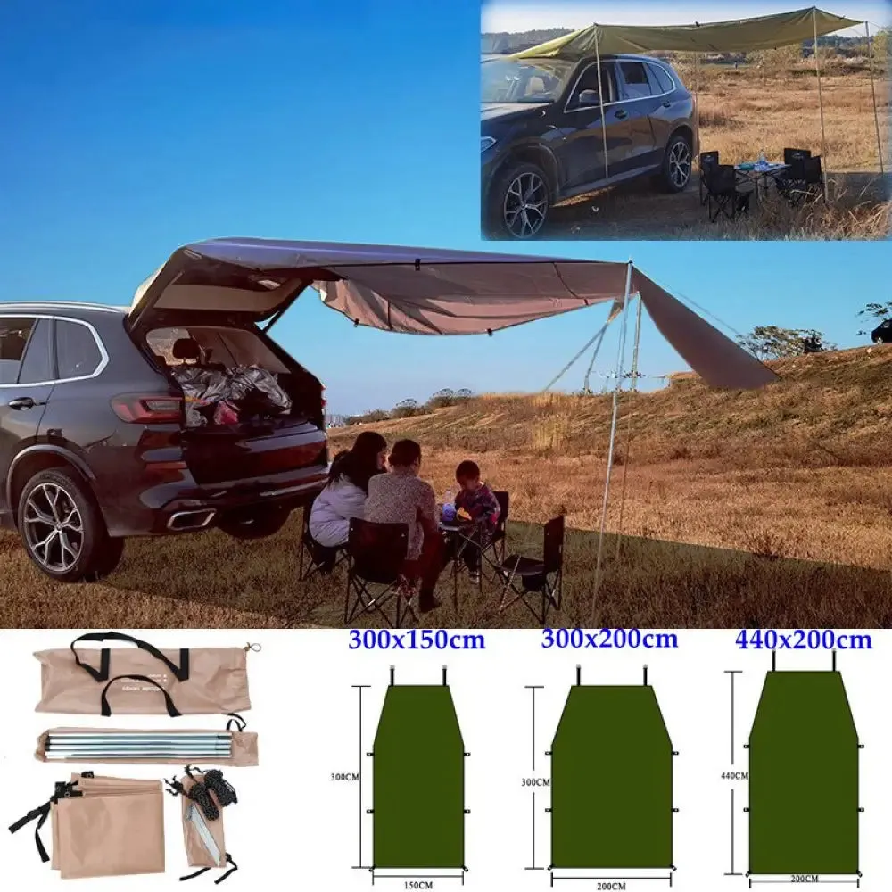 210d Oxford Car Rear Canopy Waterproof Sunshade Side Car Roof Top Tent Awning Portable Automobile Rooftop Sun Proof Canopy