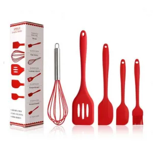5-Piece Heat-Resistant Silicone Kitchen Utensil Set for Cooking and Kitchen High Demandطقم ملحقات منزلية ومطبخ من 5 قطع من السيليكون المقاوم للحرارة لأواني الطبخ والمطبخ مرتفع الطلب