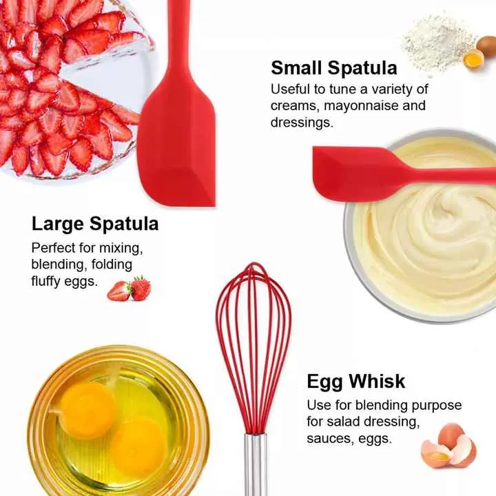 5-Piece Heat-Resistant Silicone Kitchen Utensil Set for Cooking and Kitchen High Demandطقم ملحقات منزلية ومطبخ من 5 قطع من السيليكون المقاوم للحرارة لأواني الطبخ والمطبخ مرتفع الطلب