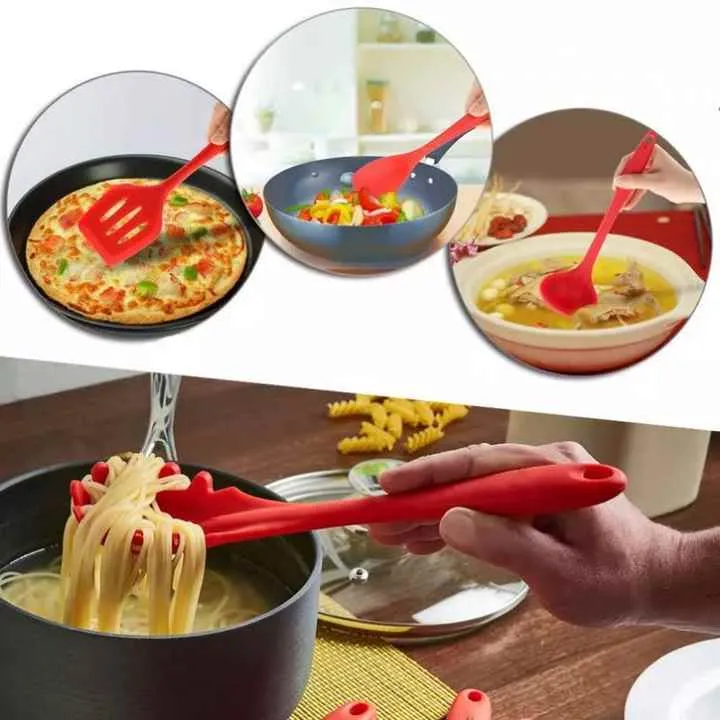 5-Piece Heat-Resistant Silicone Kitchen Utensil Set for Cooking and Kitchen High Demandطقم ملحقات منزلية ومطبخ من 5 قطع من السيليكون المقاوم للحرارة لأواني الطبخ والمطبخ مرتفع الطلب