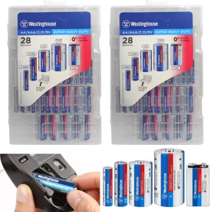 56 Pc Lot Bulk Assorted Batteries AA Triple A C D 1.5V 9V Carbon Zinc Battery