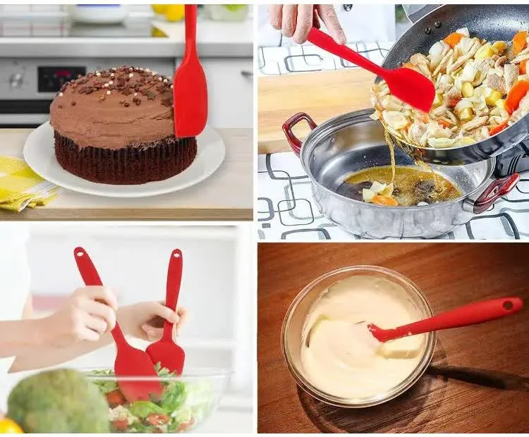 6-Piece Silicone Kitchen Utensil Set | Heat-Resistant Baking Tools with Spatulas, Spoon, and Brush (Red) (2 Set/12PCS)