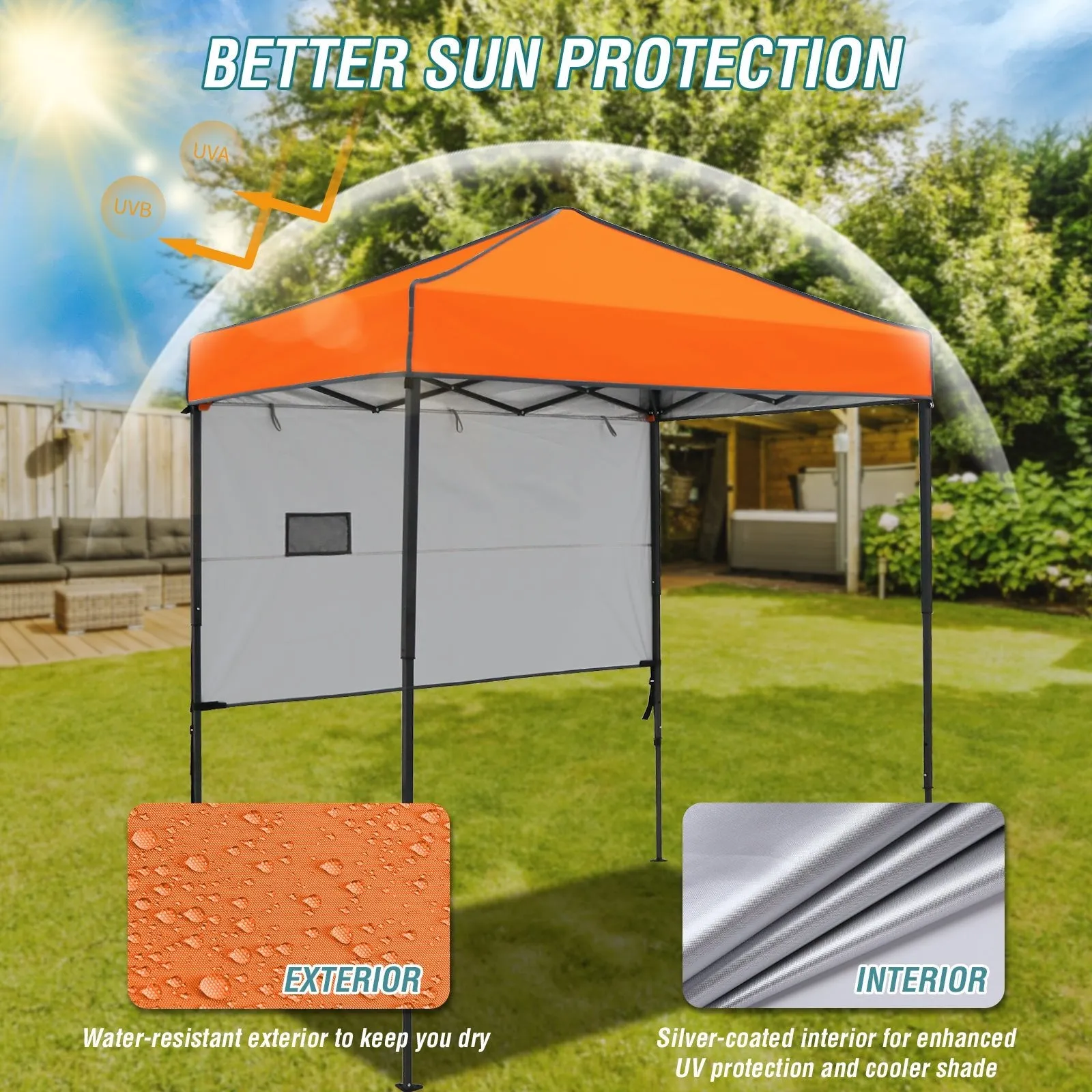 6x4 ft Instant Pop Up Canopy with Adjustable Sun Wall