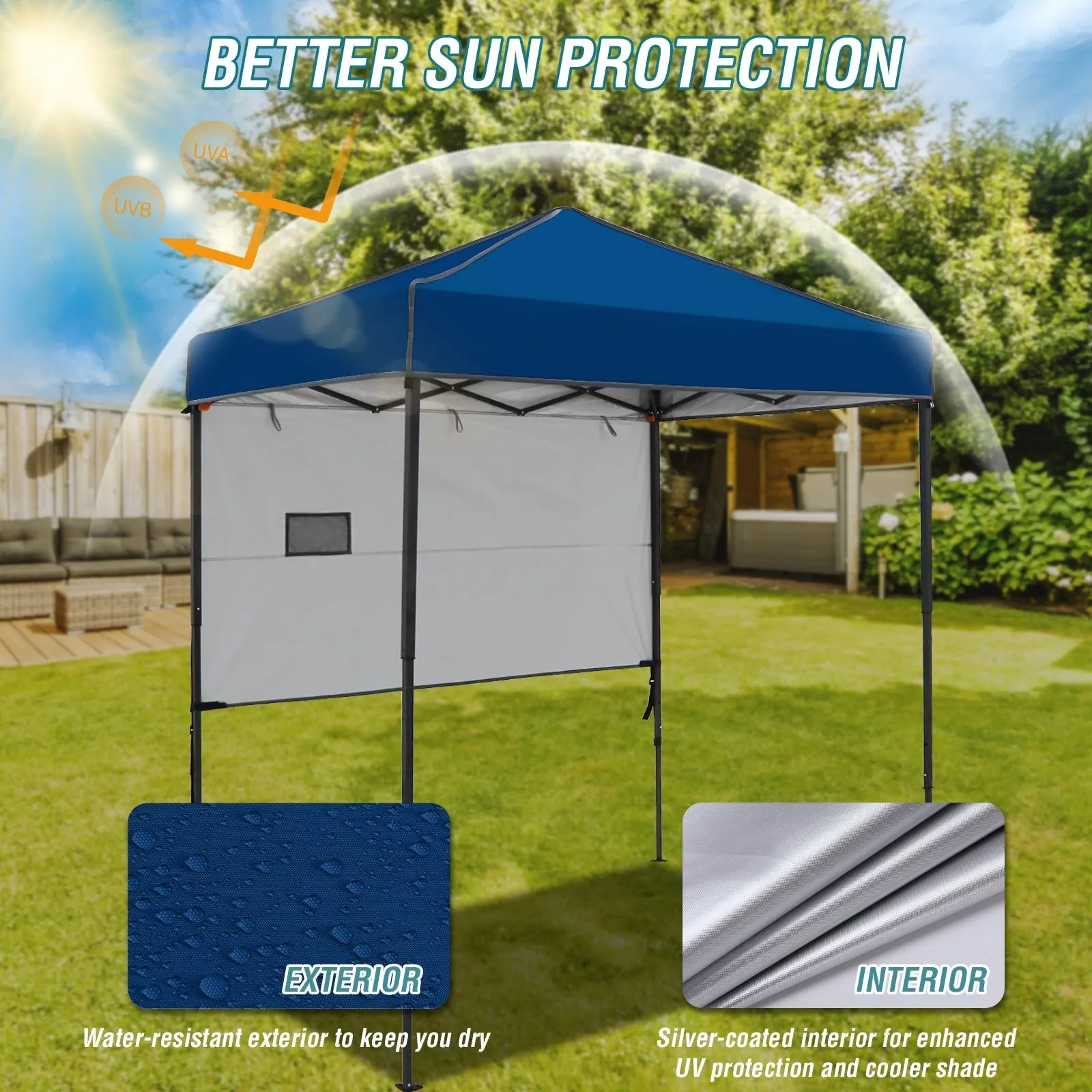 6x4 ft Instant Pop Up Canopy with Adjustable Sun Wall