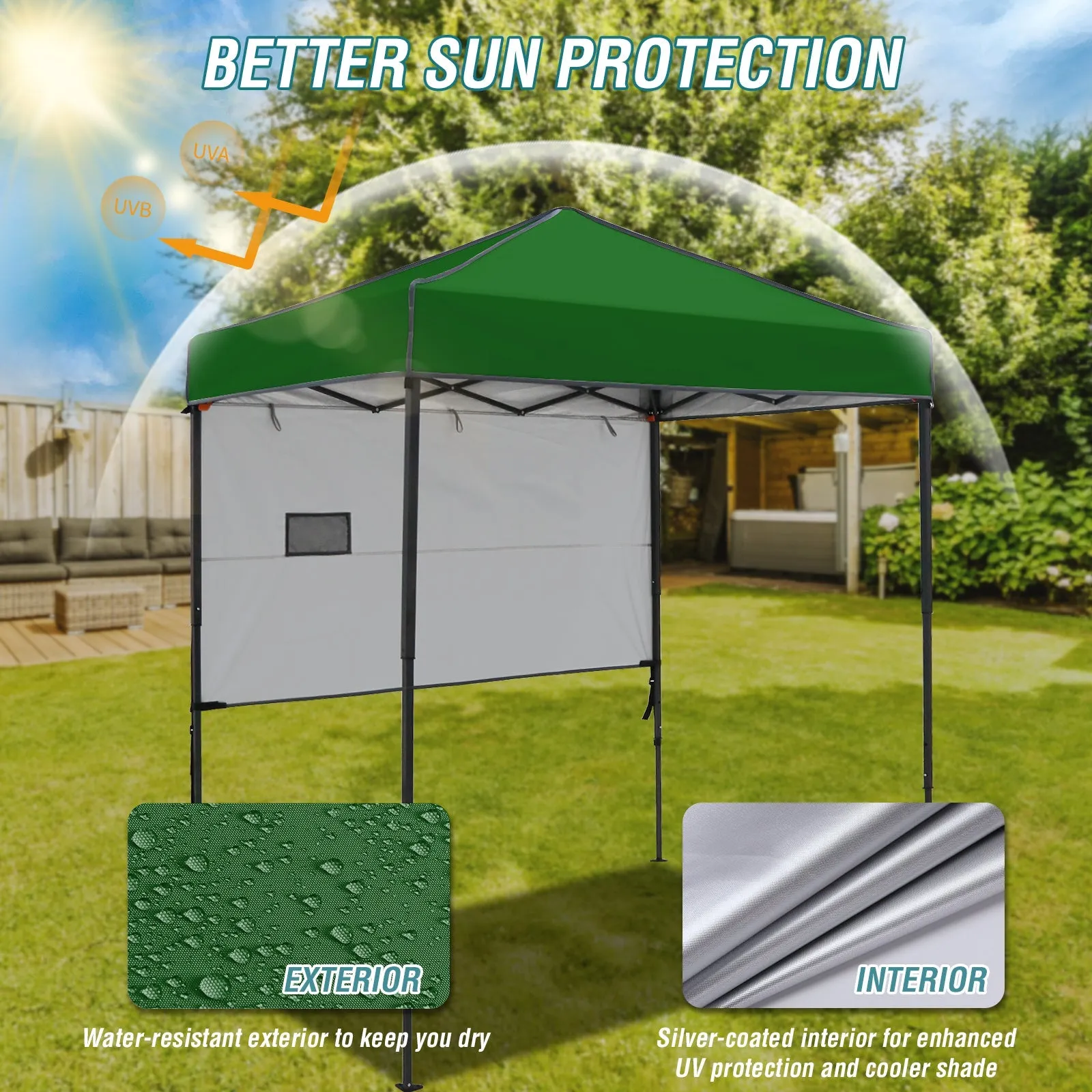 6x4 ft Instant Pop Up Canopy with Adjustable Sun Wall