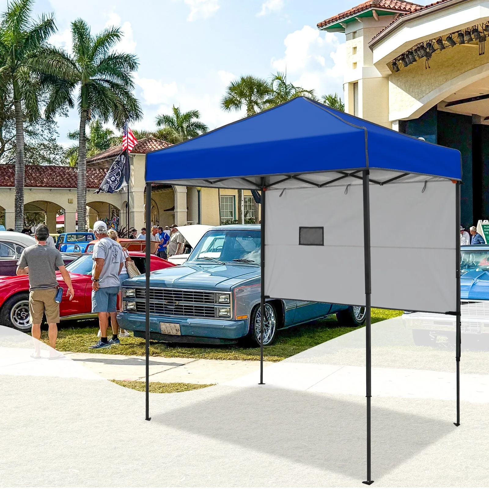 6x4 ft Instant Pop Up Canopy with Adjustable Sun Wall