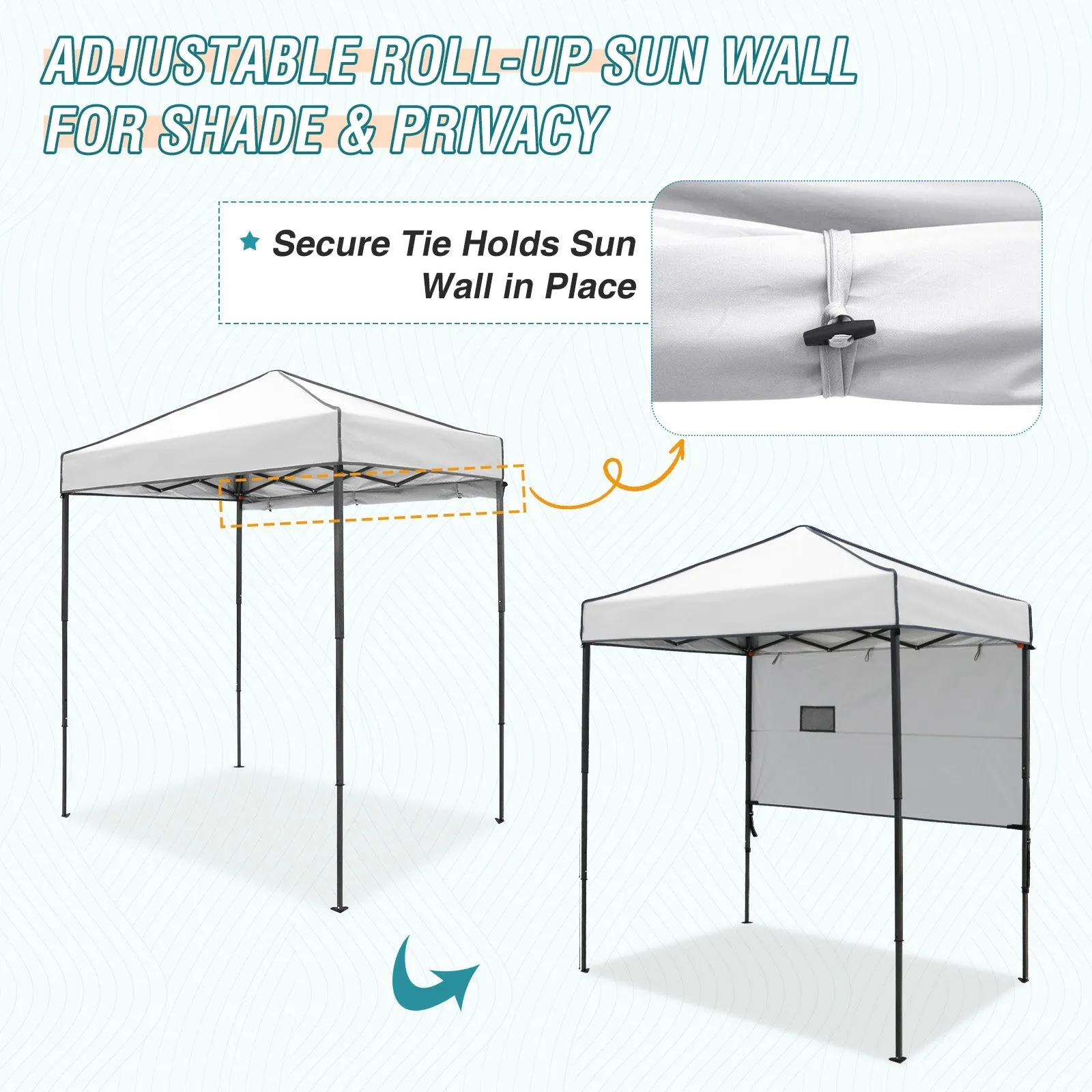 6x4 ft Instant Pop Up Canopy with Adjustable Sun Wall
