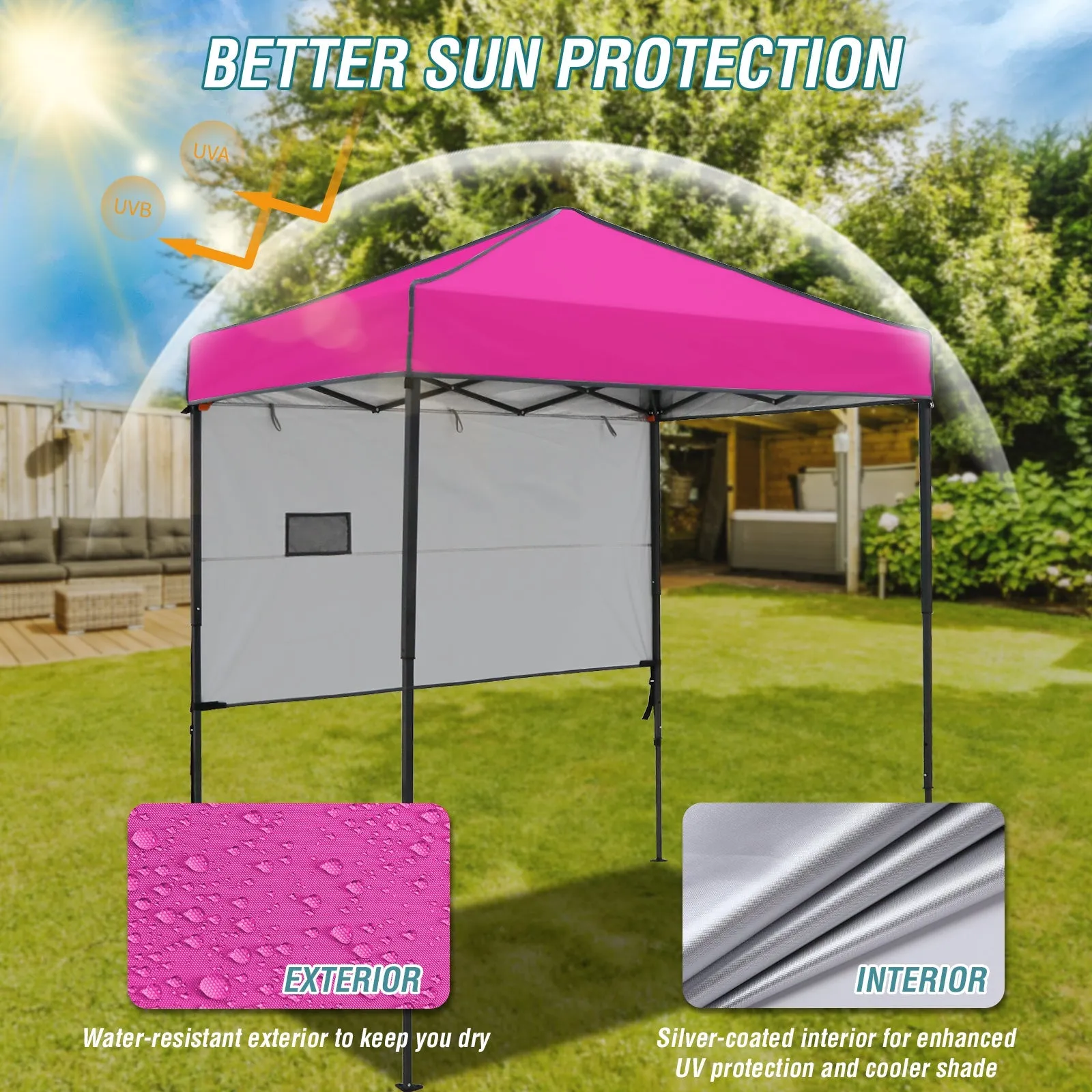 6x4 ft Instant Pop Up Canopy with Adjustable Sun Wall