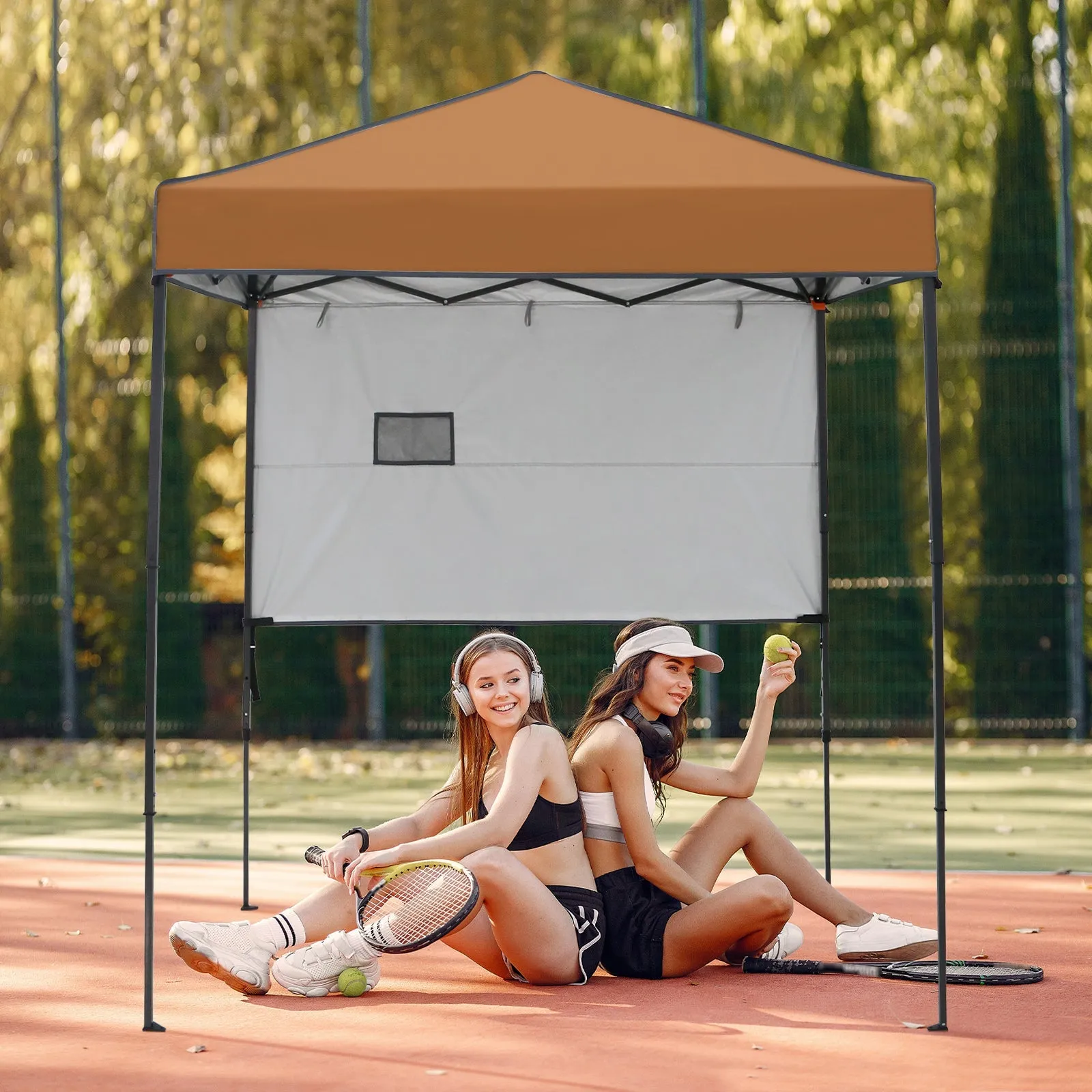 6x4 ft Instant Pop Up Canopy with Adjustable Sun Wall