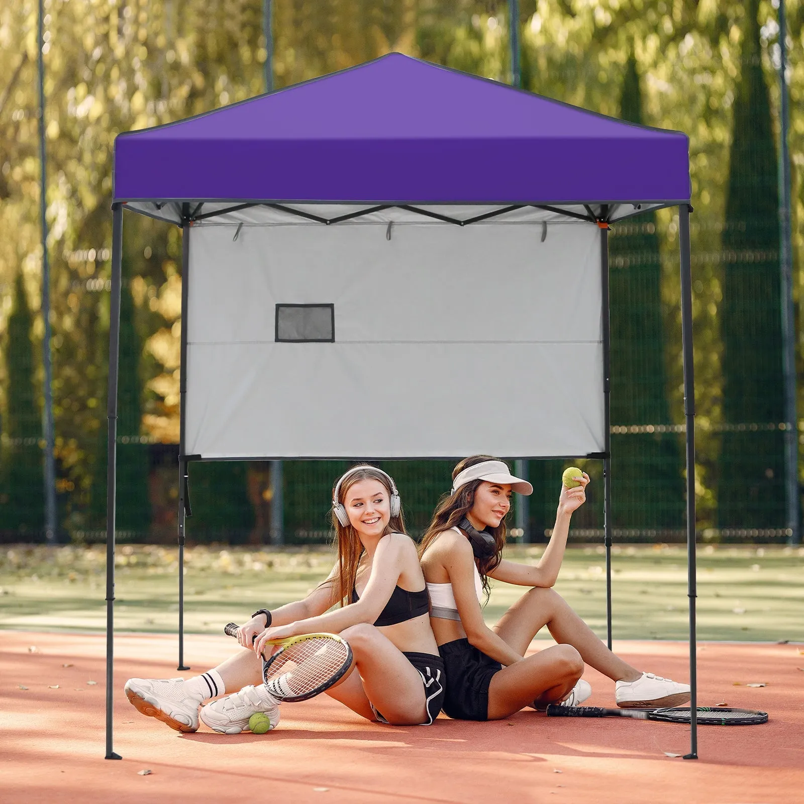 6x4 ft Instant Pop Up Canopy with Adjustable Sun Wall