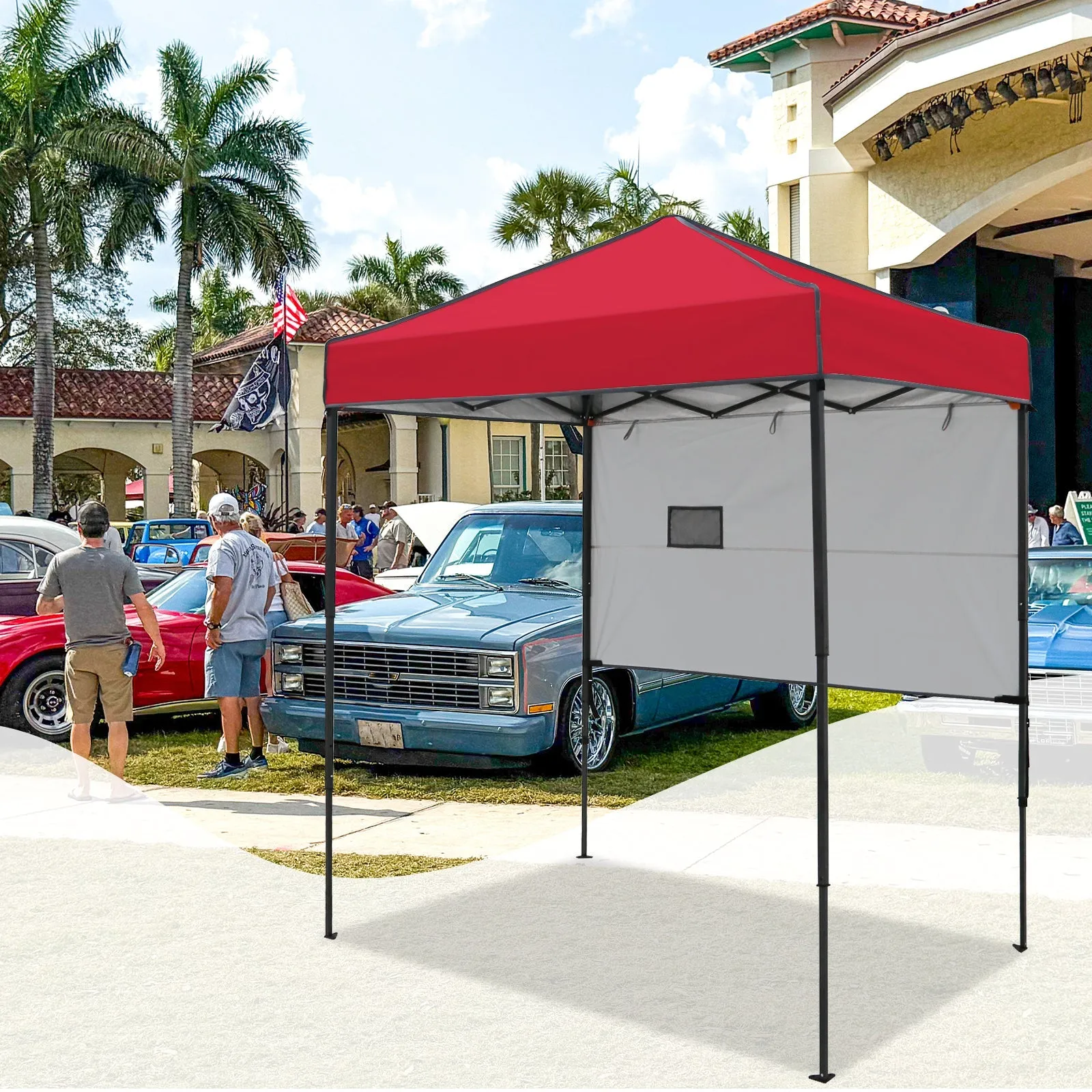 6x4 ft Instant Pop Up Canopy with Adjustable Sun Wall