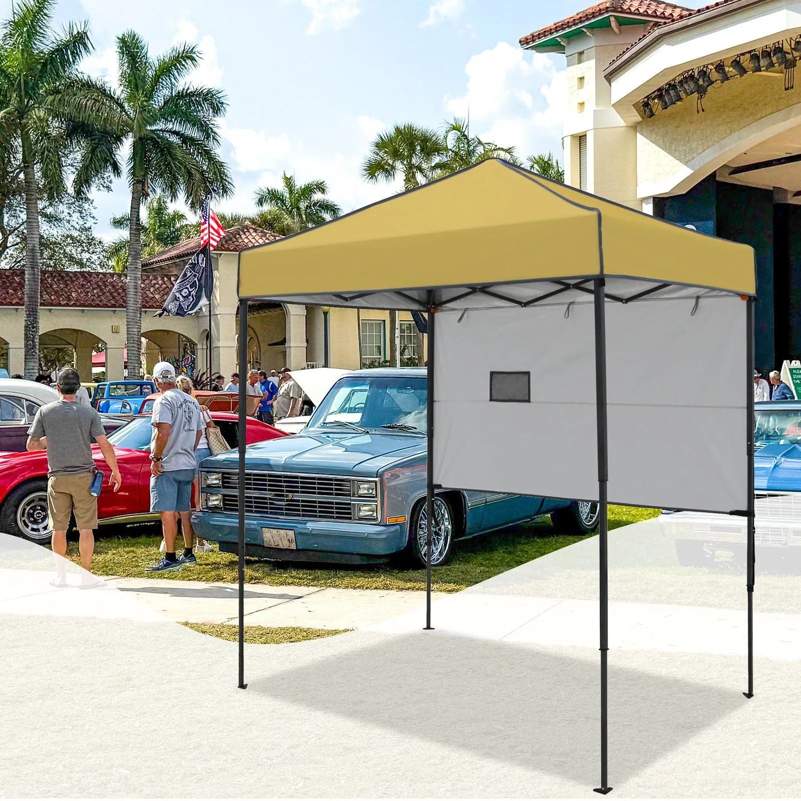6x4 ft Instant Pop Up Canopy with Adjustable Sun Wall