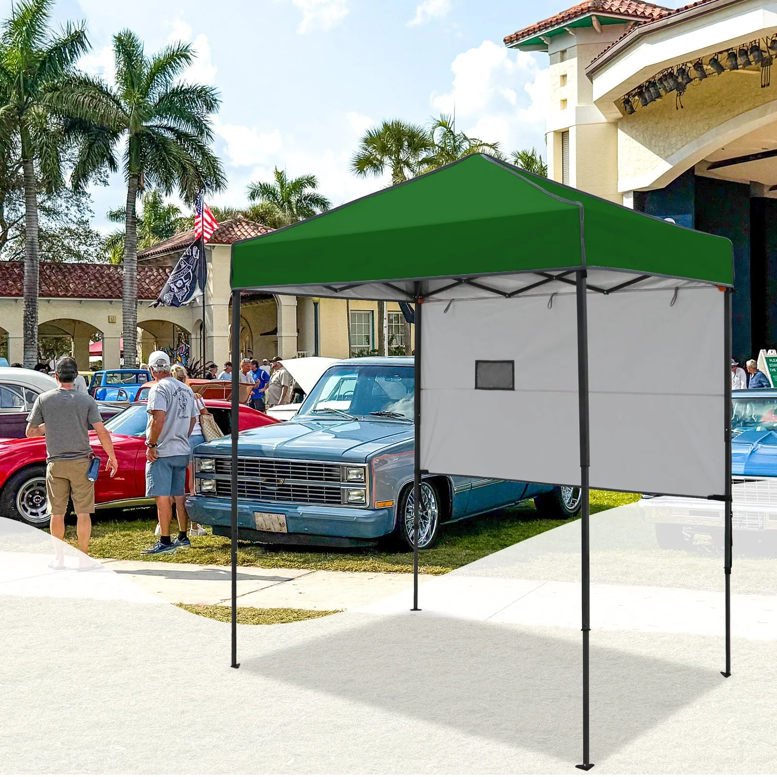 6x4 ft Instant Pop Up Canopy with Adjustable Sun Wall
