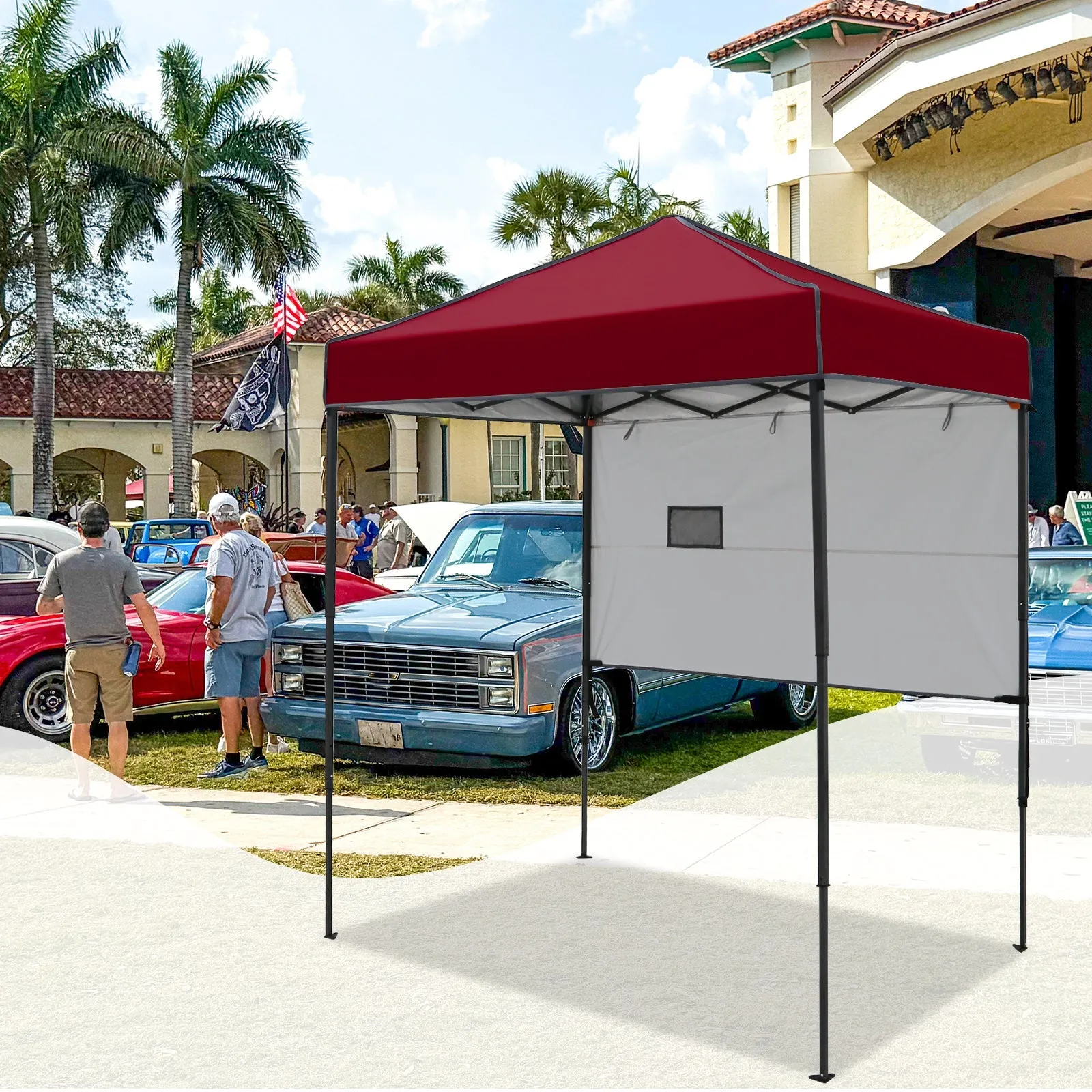 6x4 ft Instant Pop Up Canopy with Adjustable Sun Wall