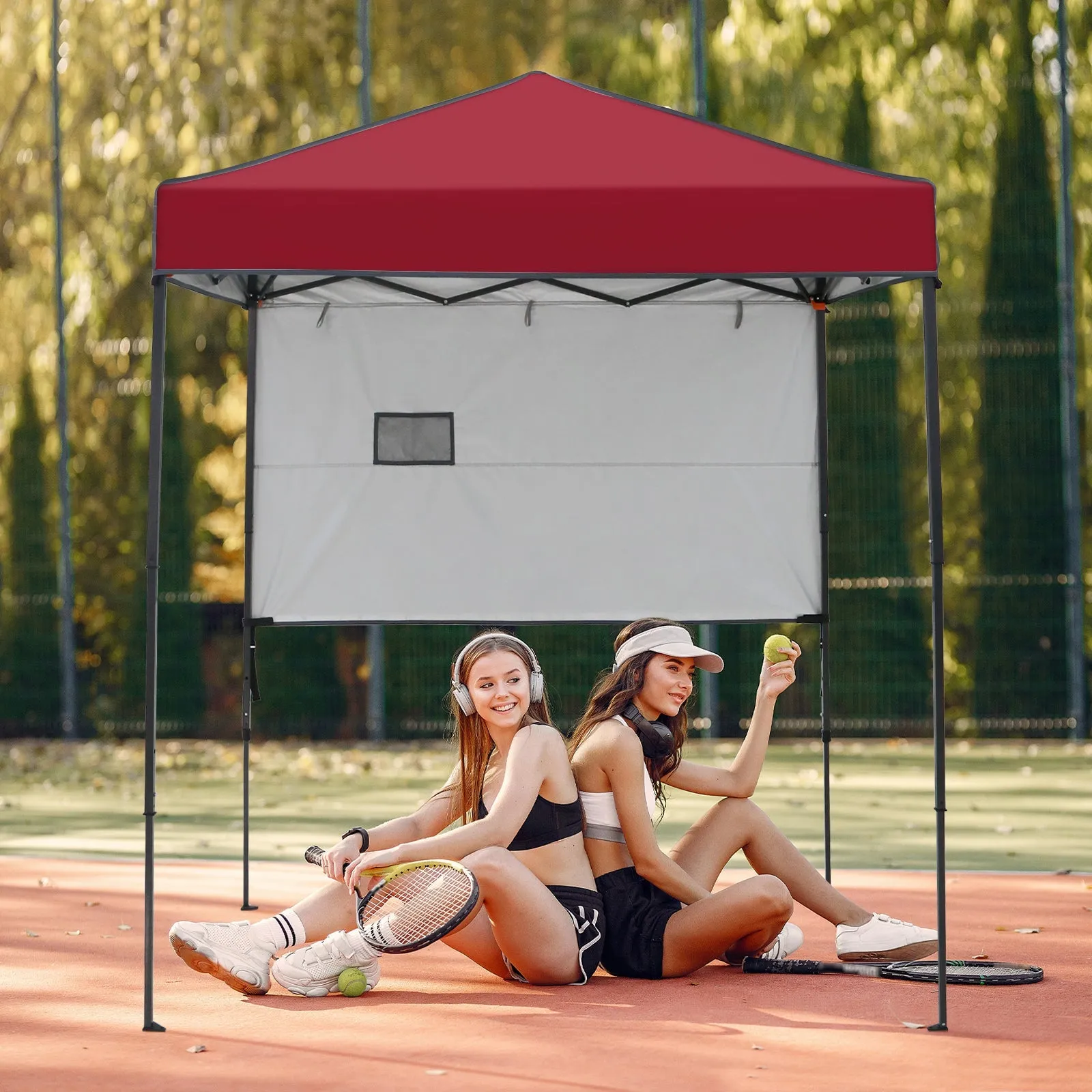 6x4 ft Instant Pop Up Canopy with Adjustable Sun Wall