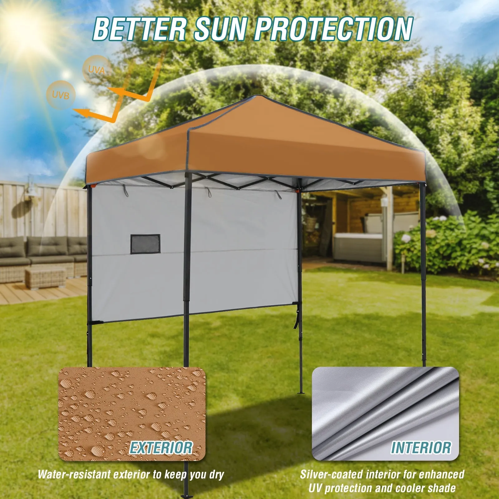 6x4 ft Instant Pop Up Canopy with Adjustable Sun Wall