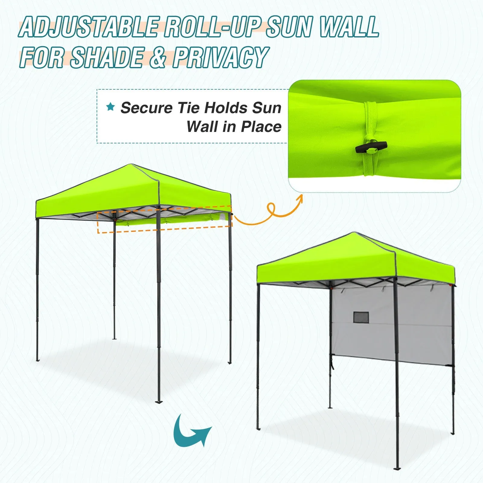 6x4 ft Instant Pop Up Canopy with Adjustable Sun Wall