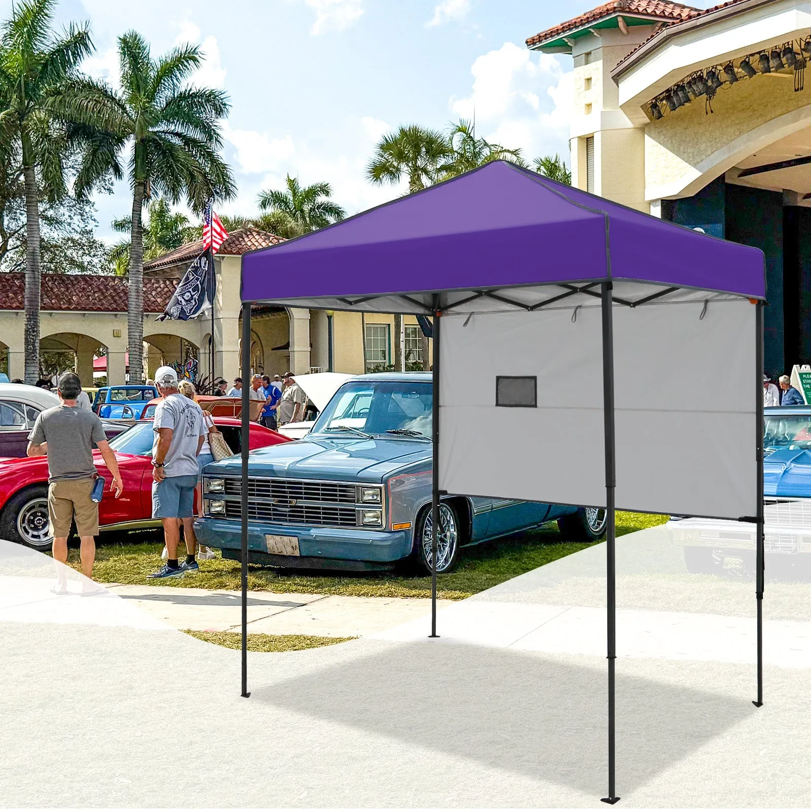 6x4 ft Instant Pop Up Canopy with Adjustable Sun Wall