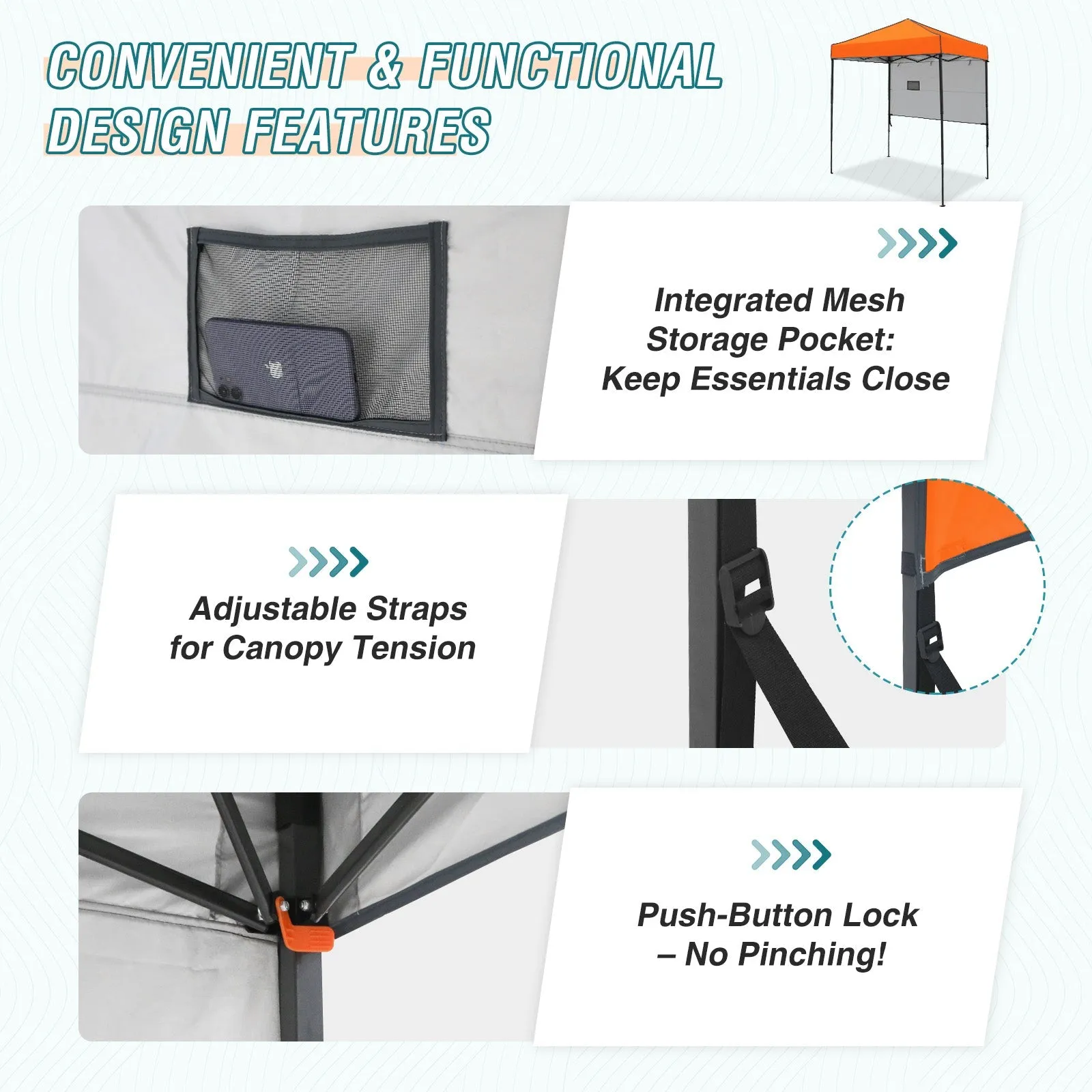6x4 ft Instant Pop Up Canopy with Adjustable Sun Wall