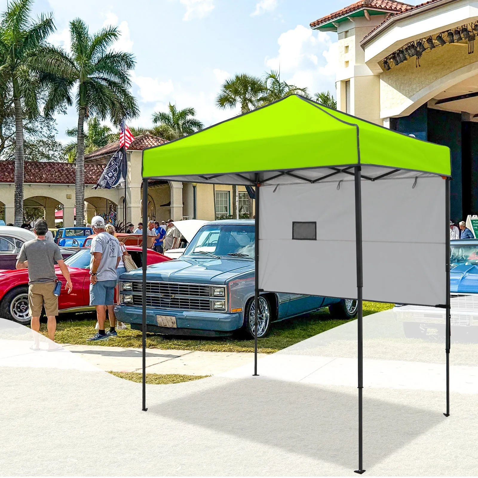 6x4 ft Instant Pop Up Canopy with Adjustable Sun Wall