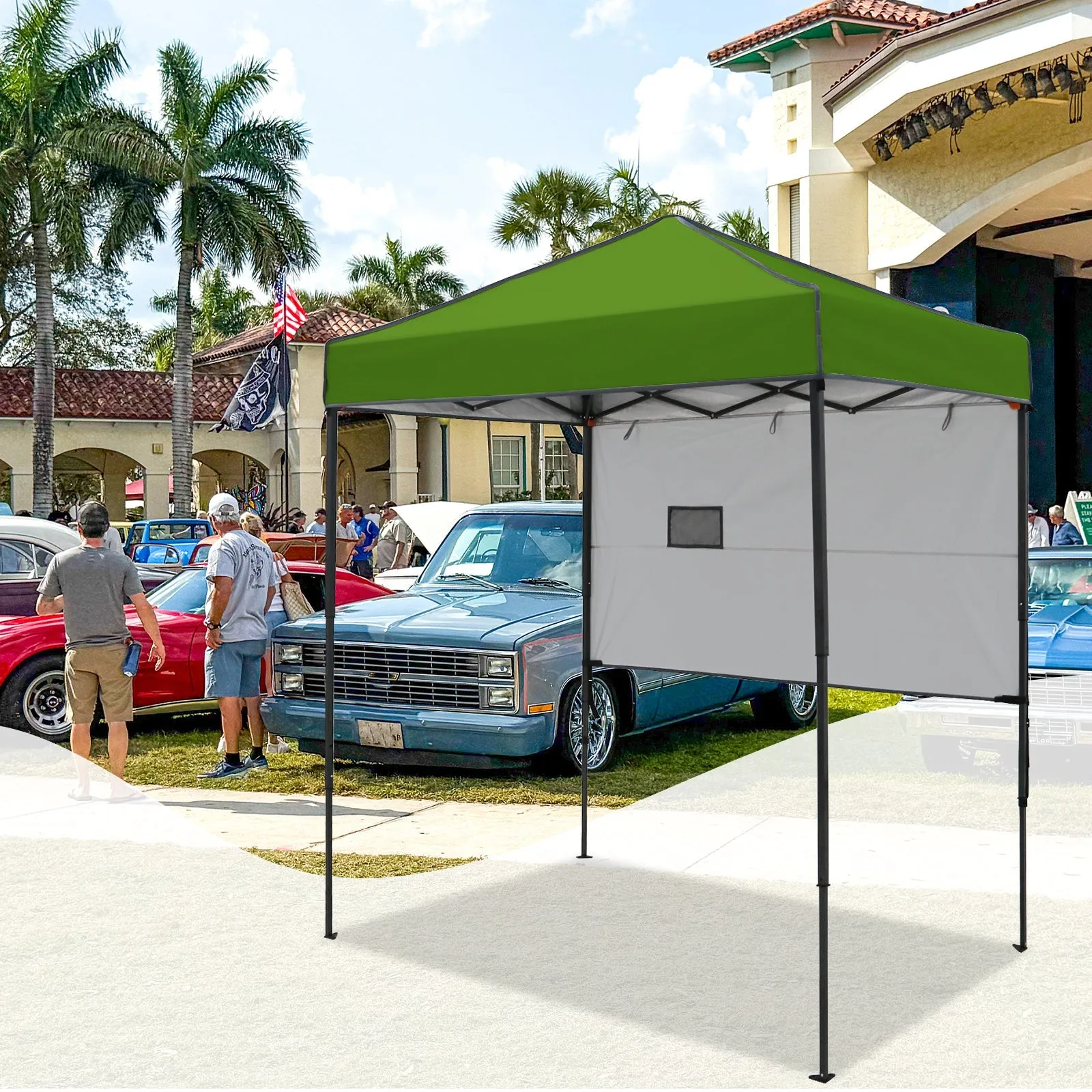 6x4 ft Instant Pop Up Canopy with Adjustable Sun Wall