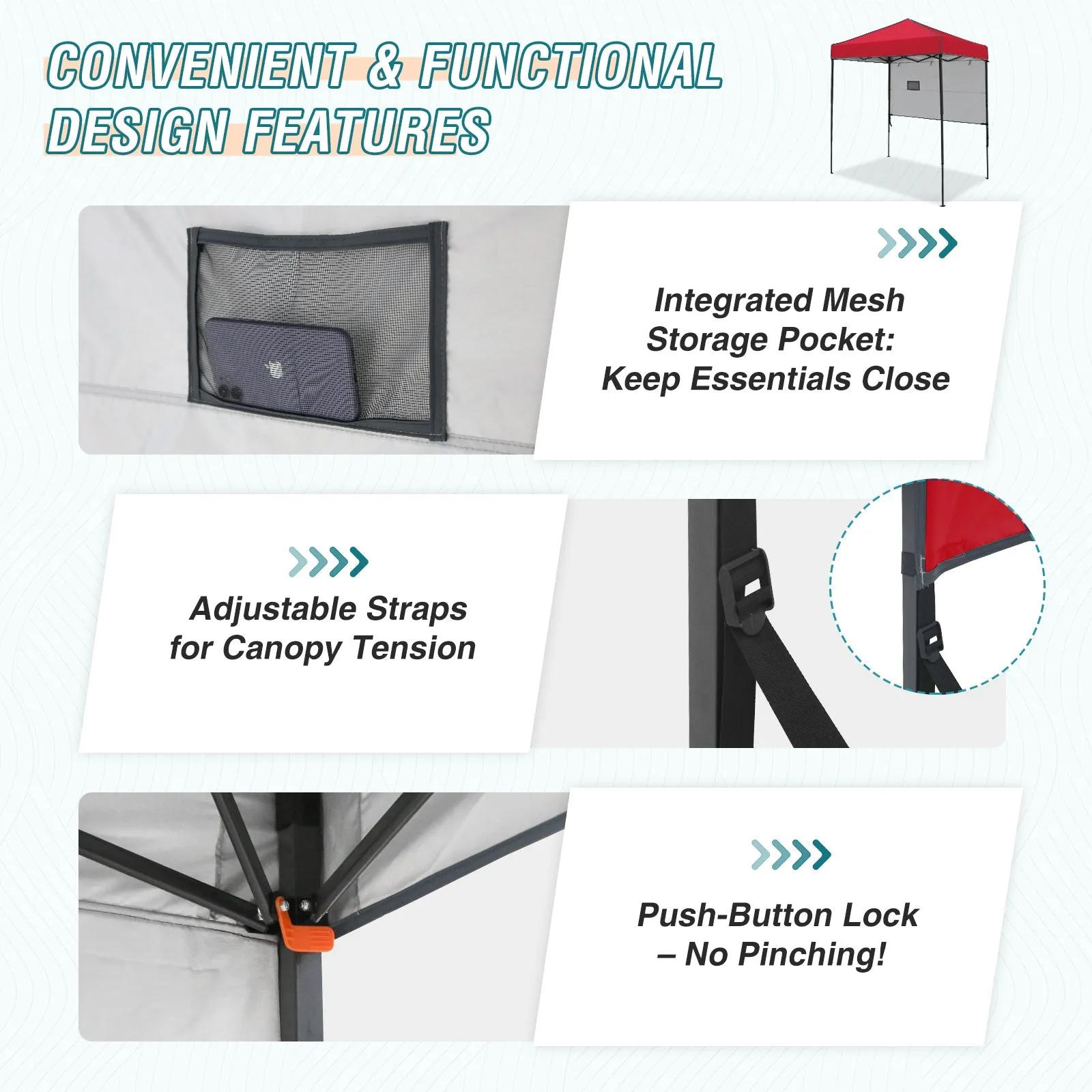 6x4 ft Instant Pop Up Canopy with Adjustable Sun Wall