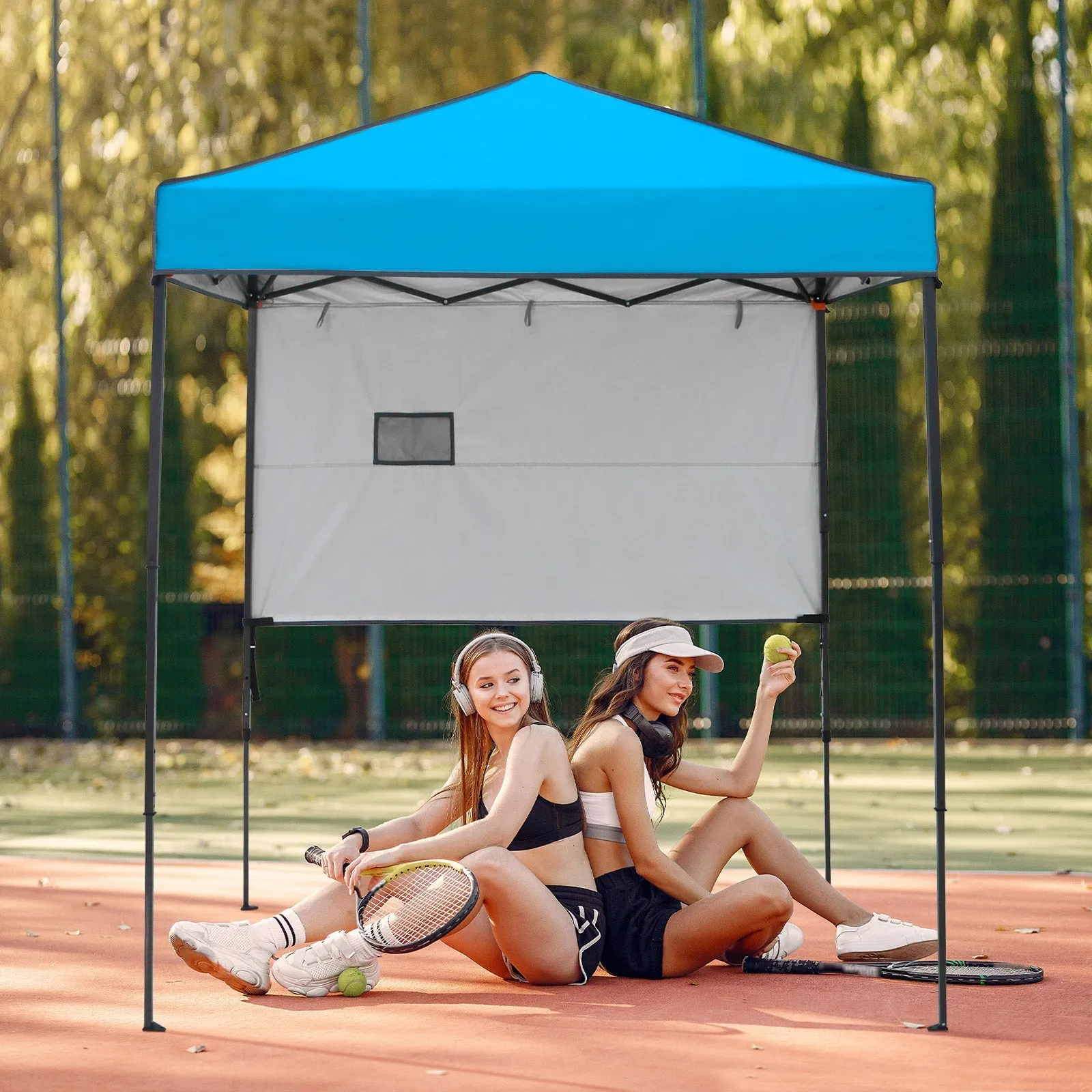 6x4 ft Instant Pop Up Canopy with Adjustable Sun Wall