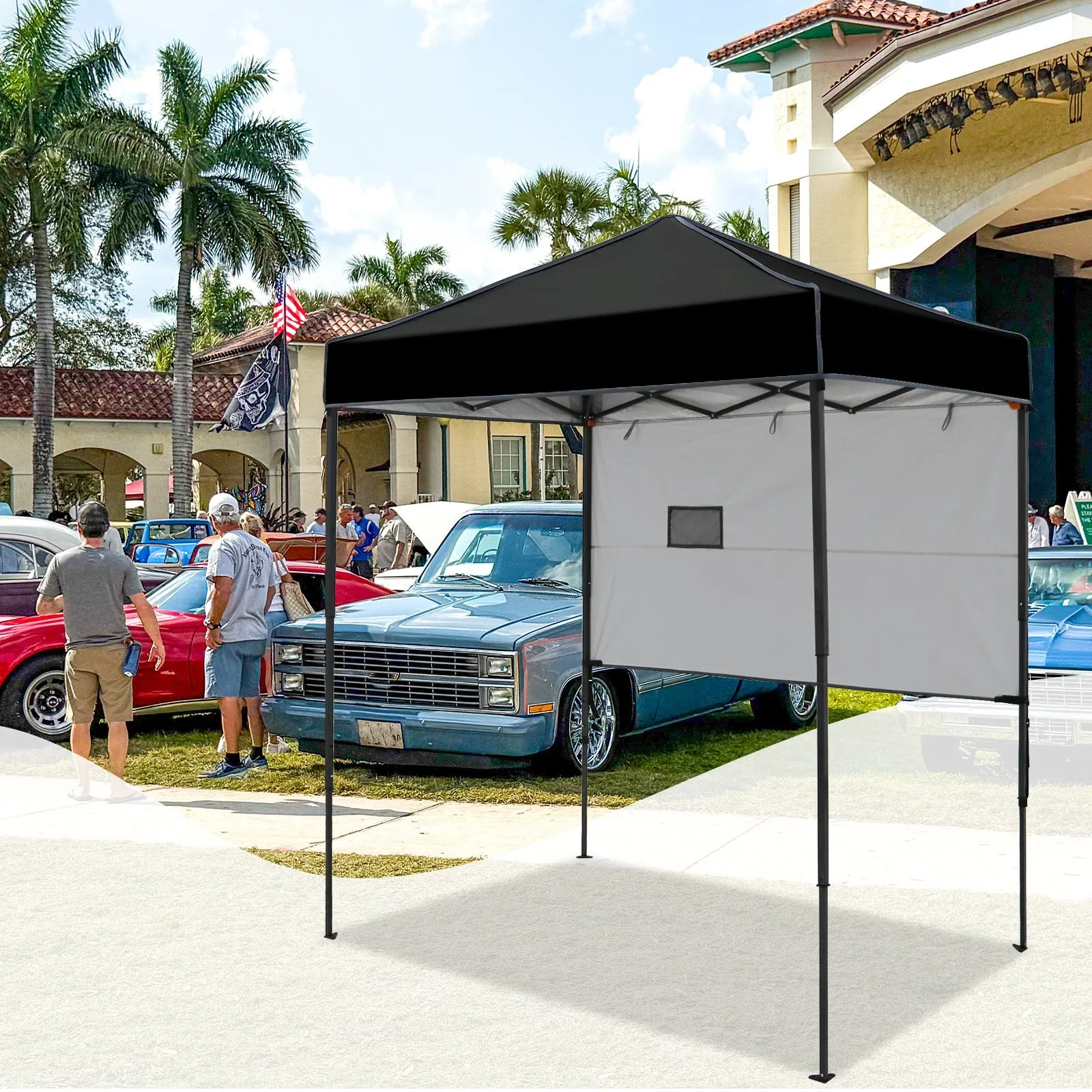 6x4 ft Instant Pop Up Canopy with Adjustable Sun Wall