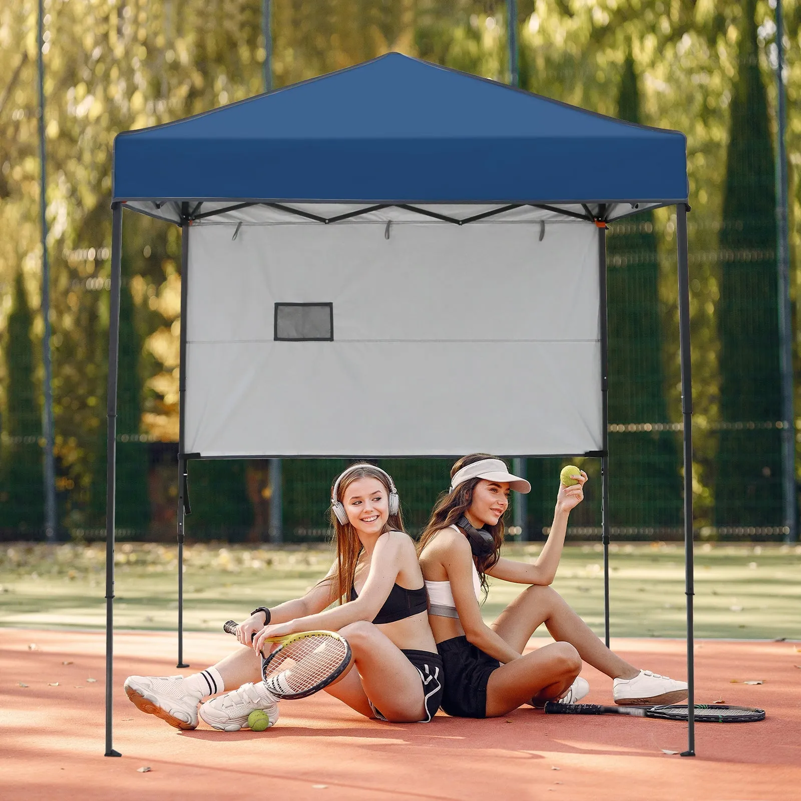 6x4 ft Instant Pop Up Canopy with Adjustable Sun Wall
