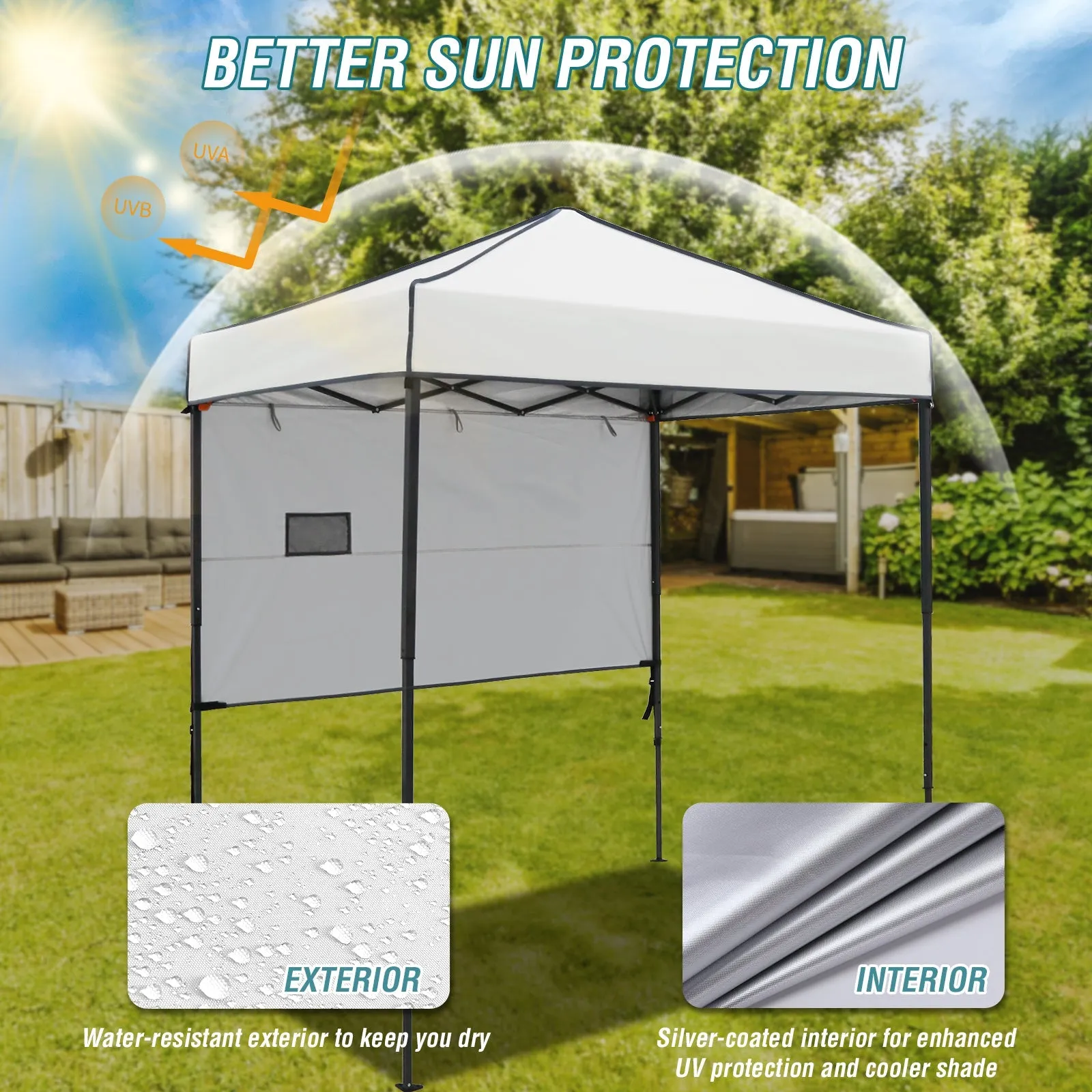 6x4 ft Instant Pop Up Canopy with Adjustable Sun Wall