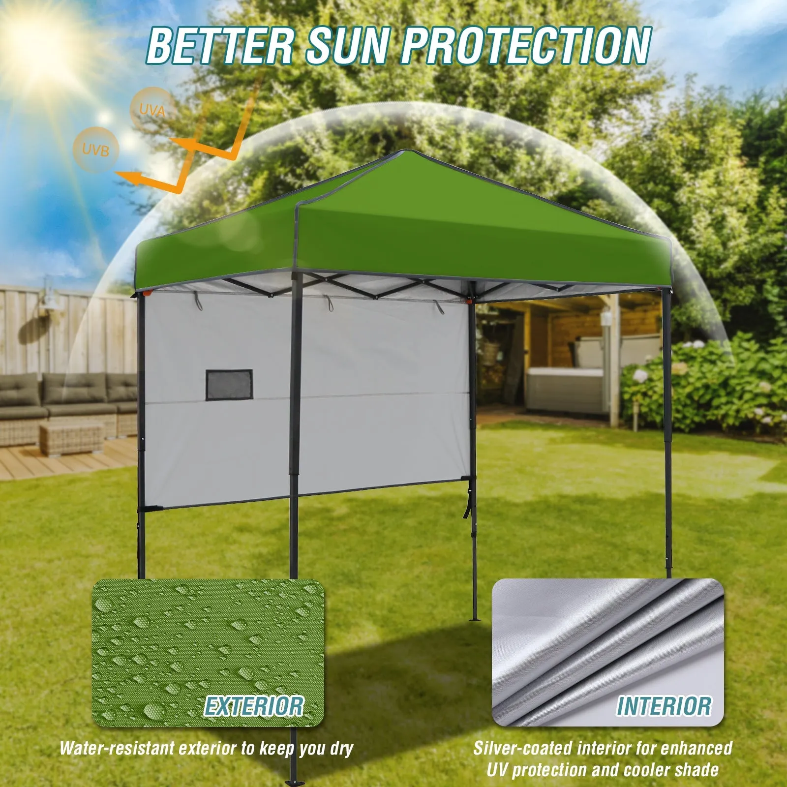 6x4 ft Instant Pop Up Canopy with Adjustable Sun Wall