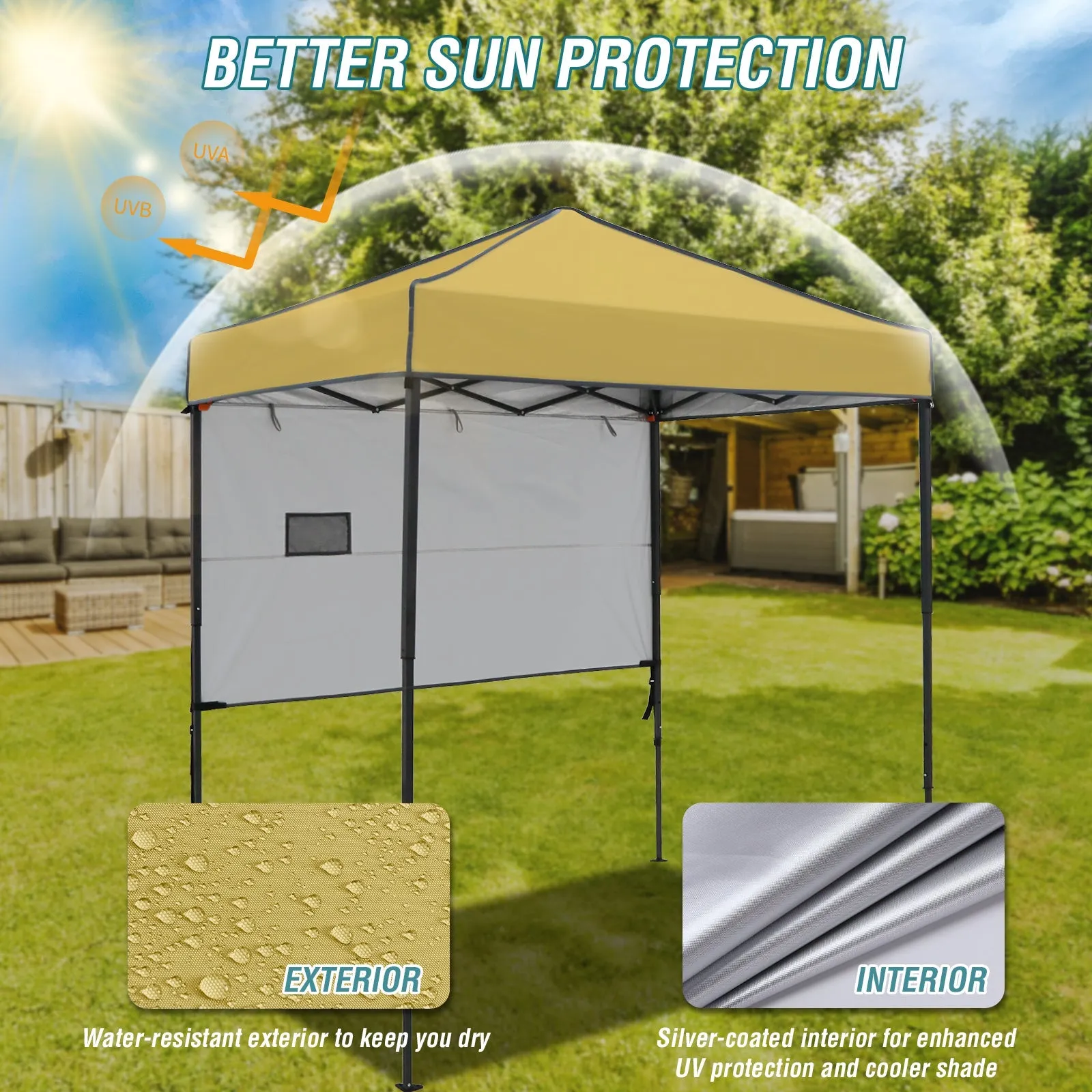 6x4 ft Instant Pop Up Canopy with Adjustable Sun Wall