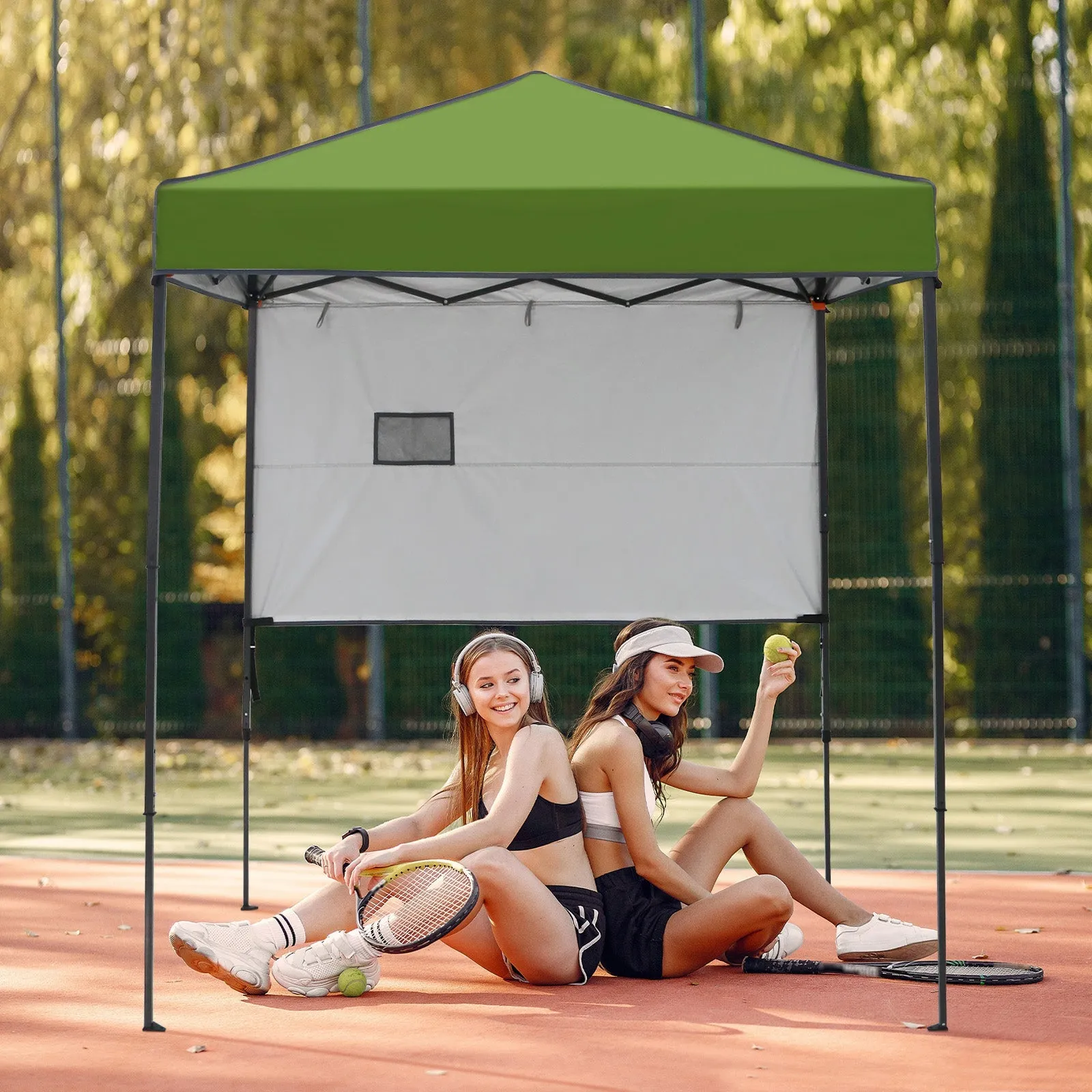 6x4 ft Instant Pop Up Canopy with Adjustable Sun Wall