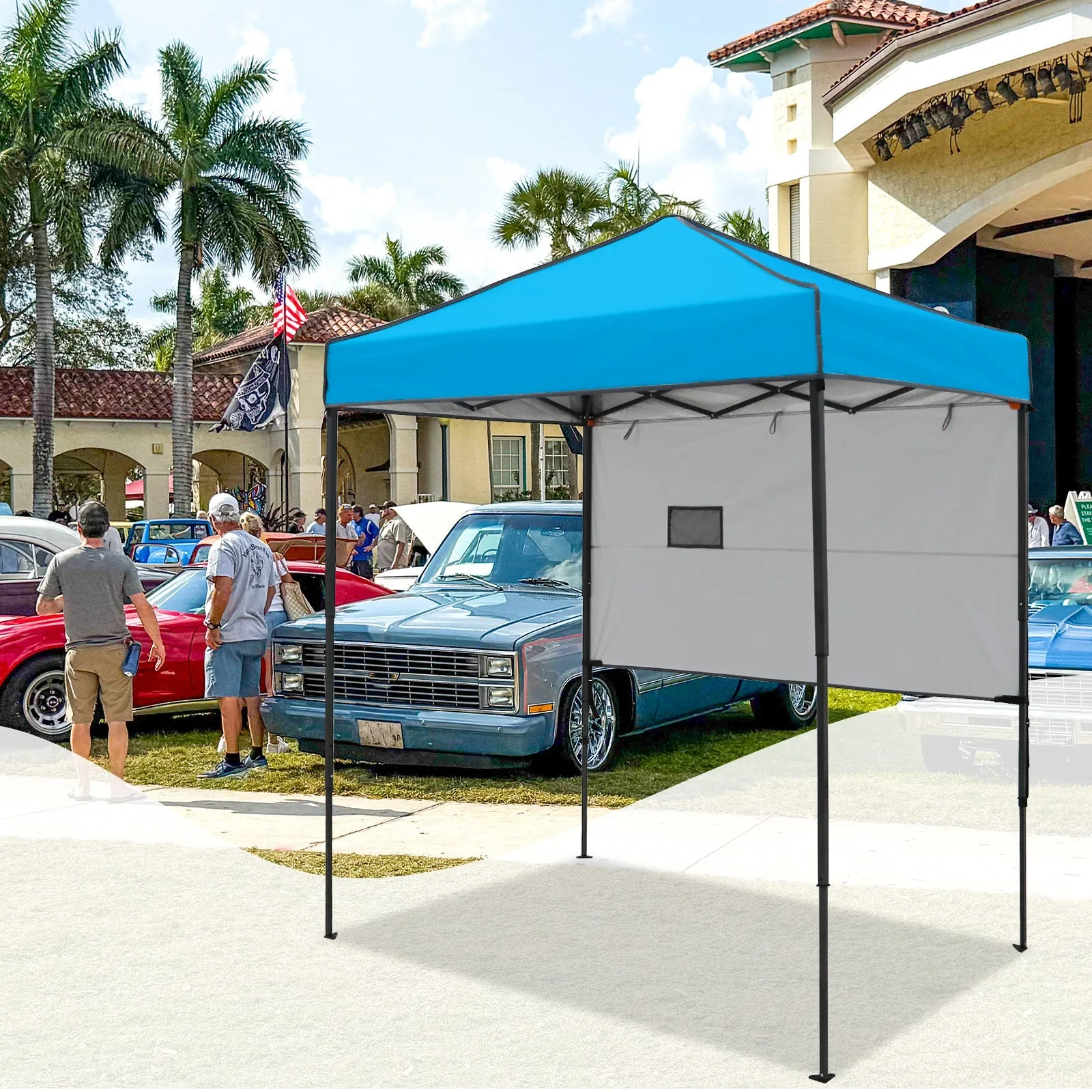 6x4 ft Instant Pop Up Canopy with Adjustable Sun Wall