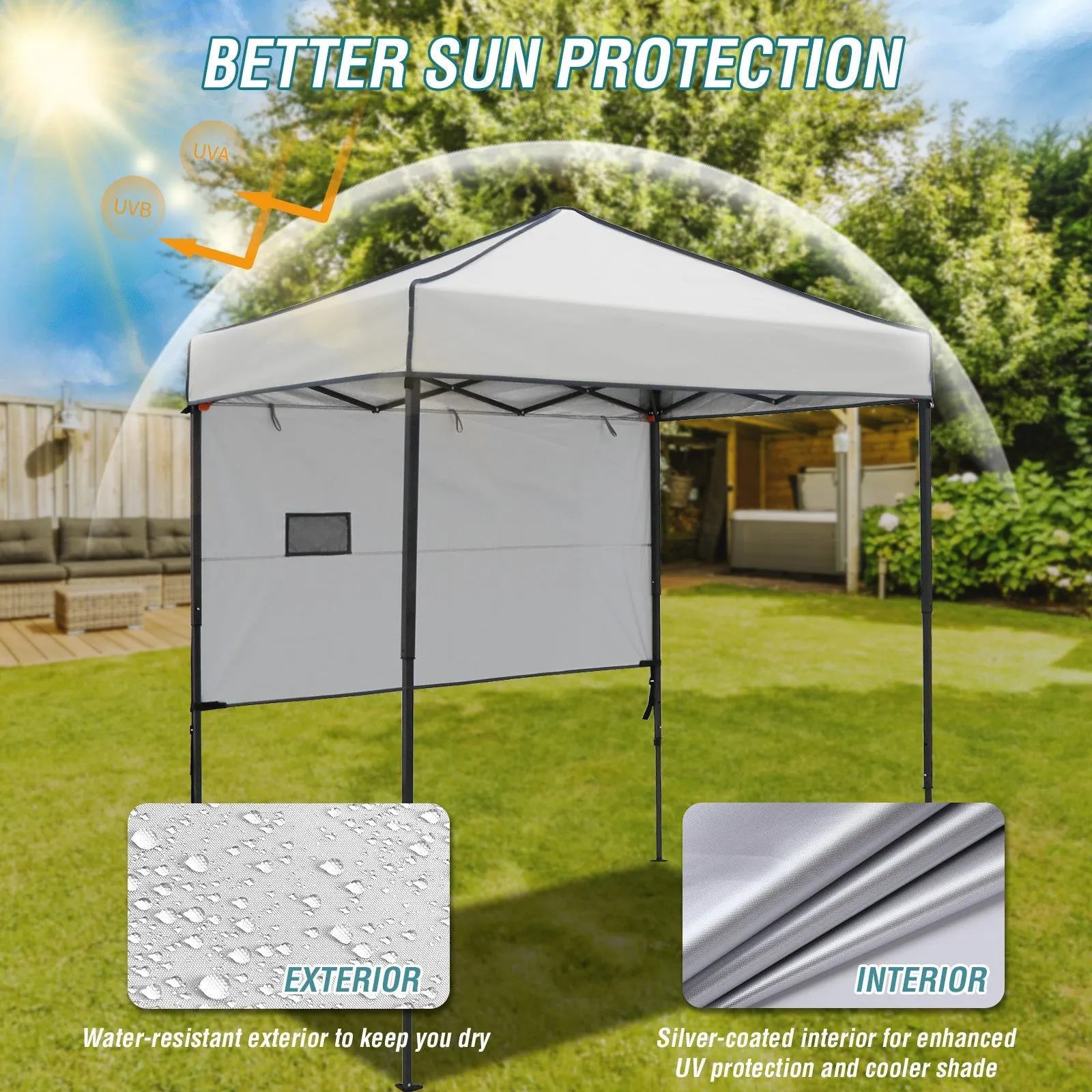 6x4 ft Instant Pop Up Canopy with Adjustable Sun Wall