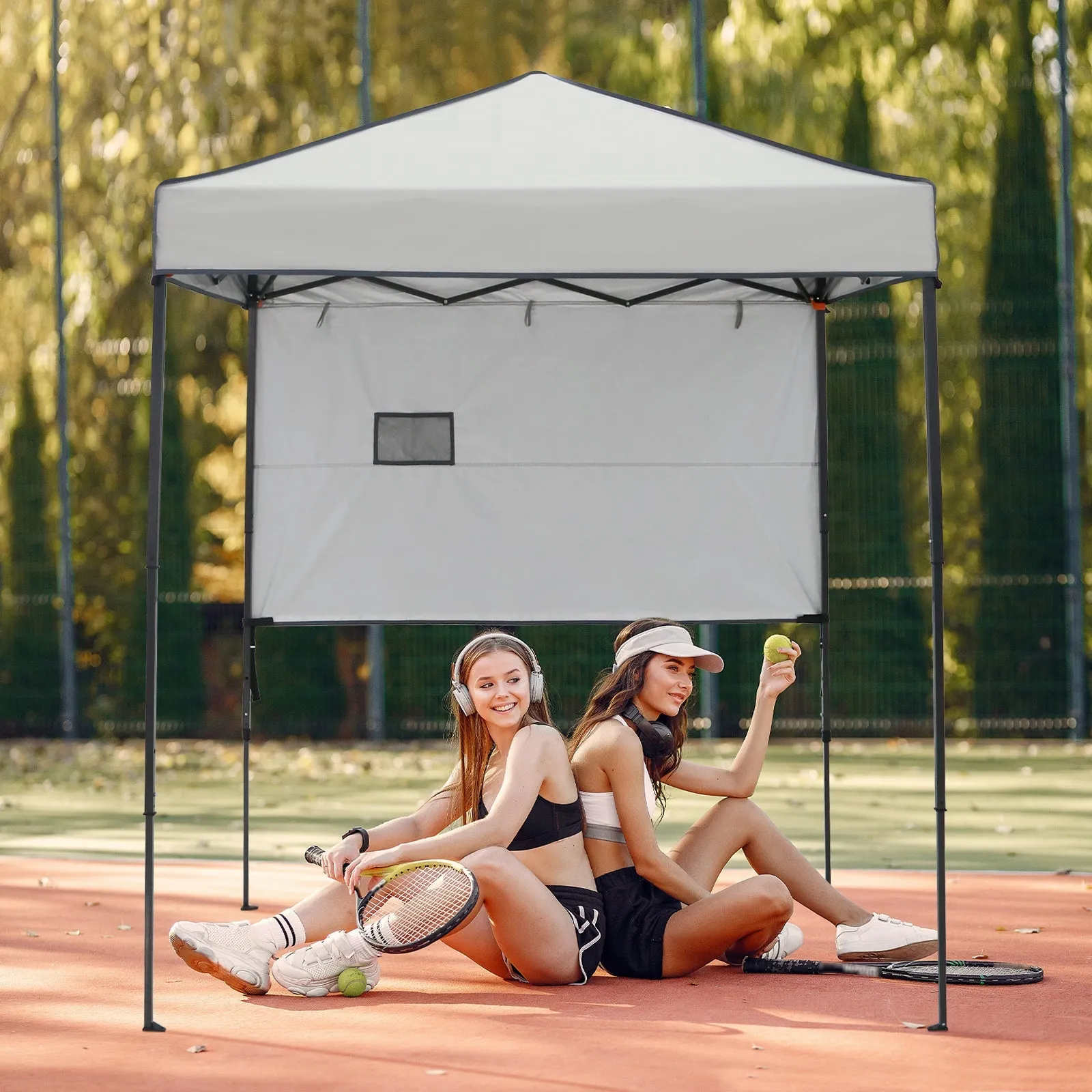 6x4 ft Instant Pop Up Canopy with Adjustable Sun Wall
