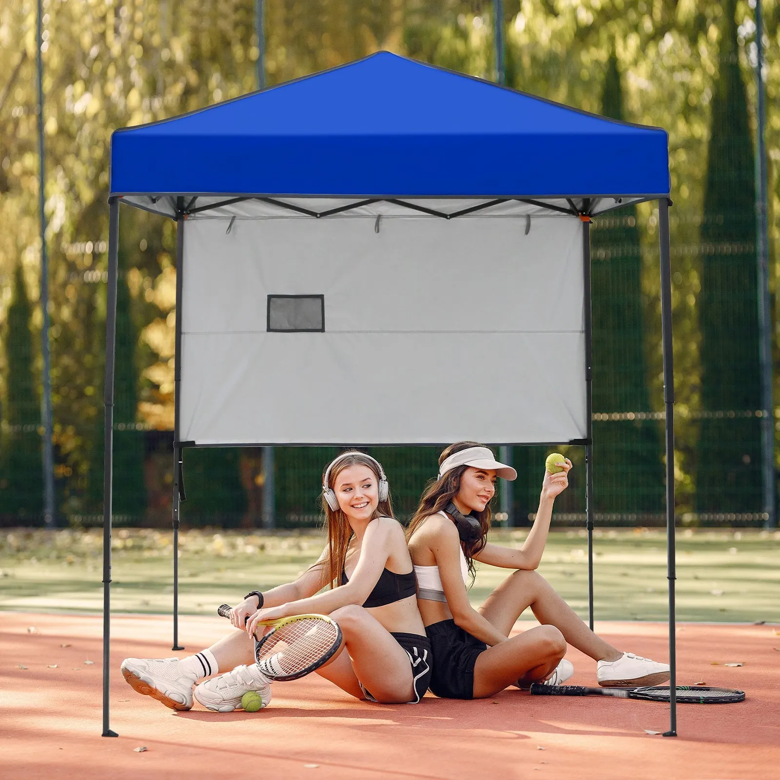 6x4 ft Instant Pop Up Canopy with Adjustable Sun Wall
