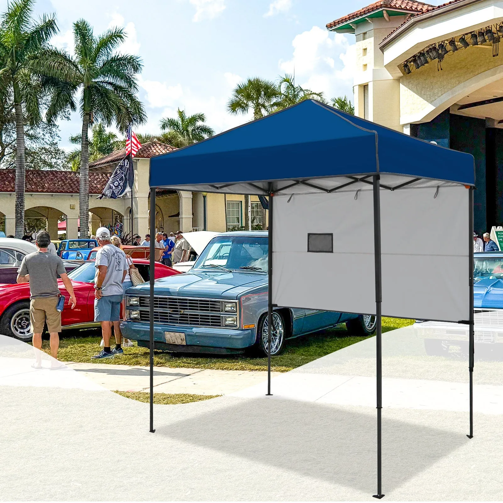 6x4 ft Instant Pop Up Canopy with Adjustable Sun Wall
