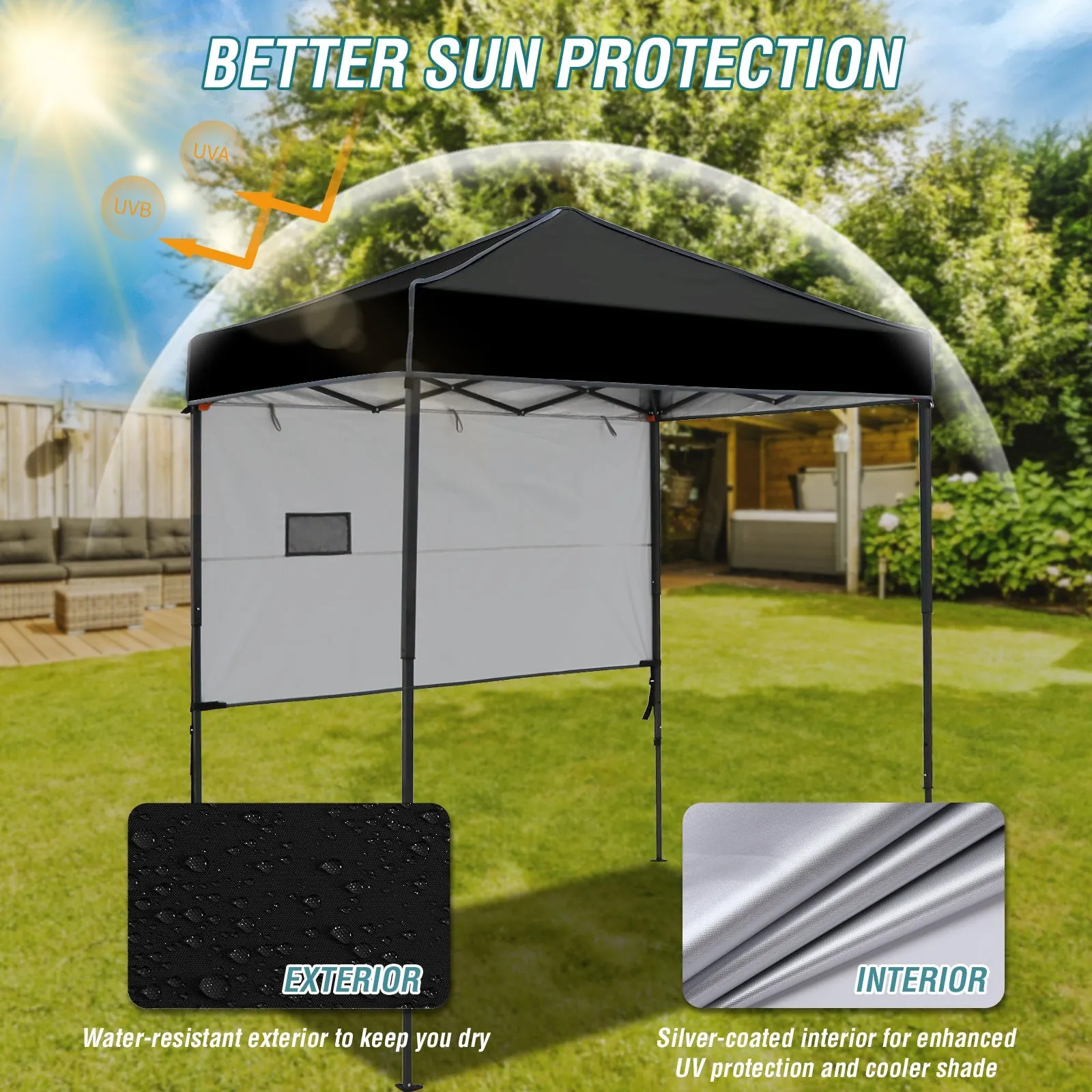 6x4 ft Instant Pop Up Canopy with Adjustable Sun Wall