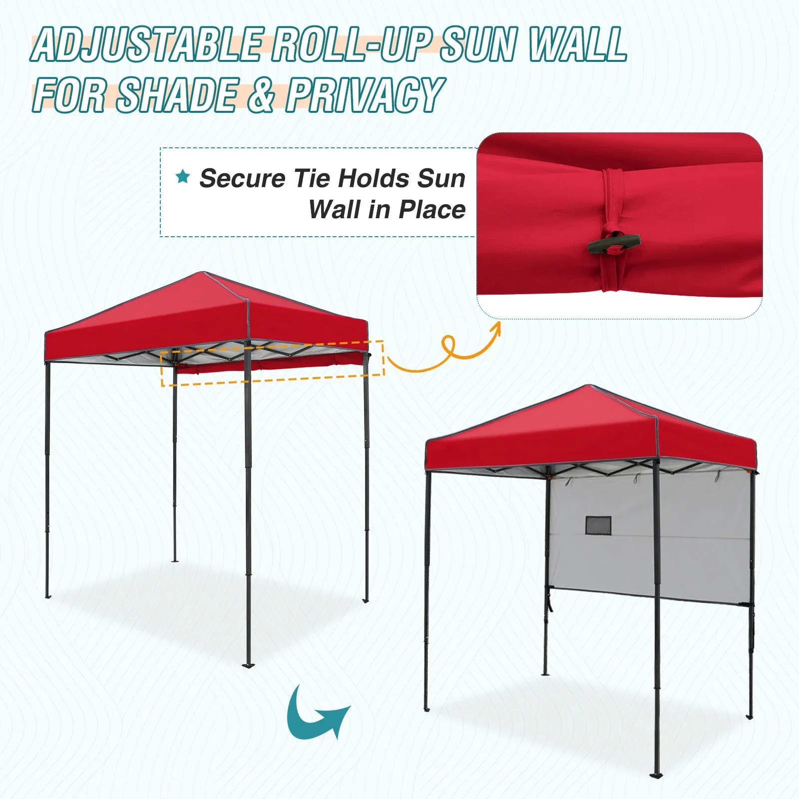 6x4 ft Instant Pop Up Canopy with Adjustable Sun Wall