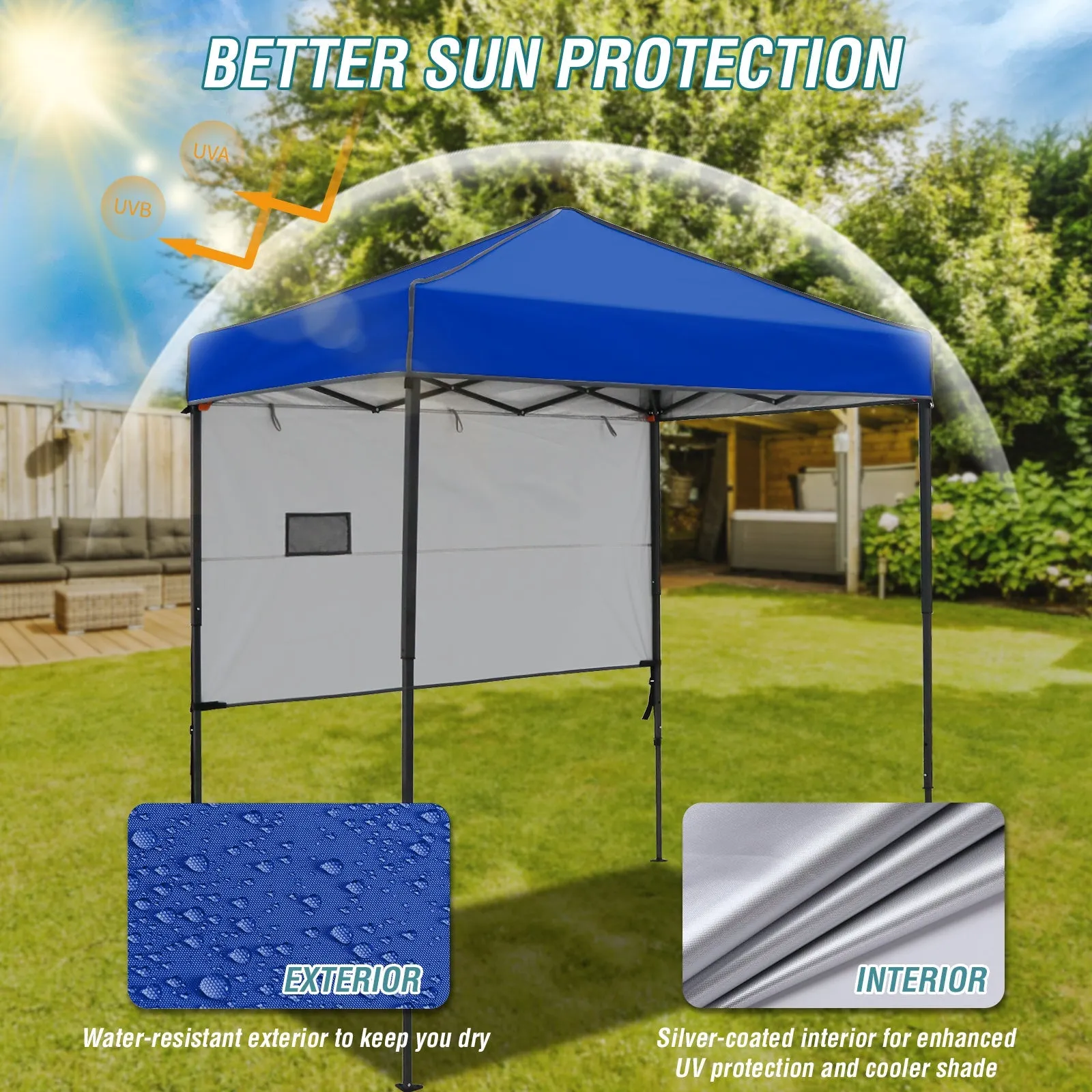 6x4 ft Instant Pop Up Canopy with Adjustable Sun Wall