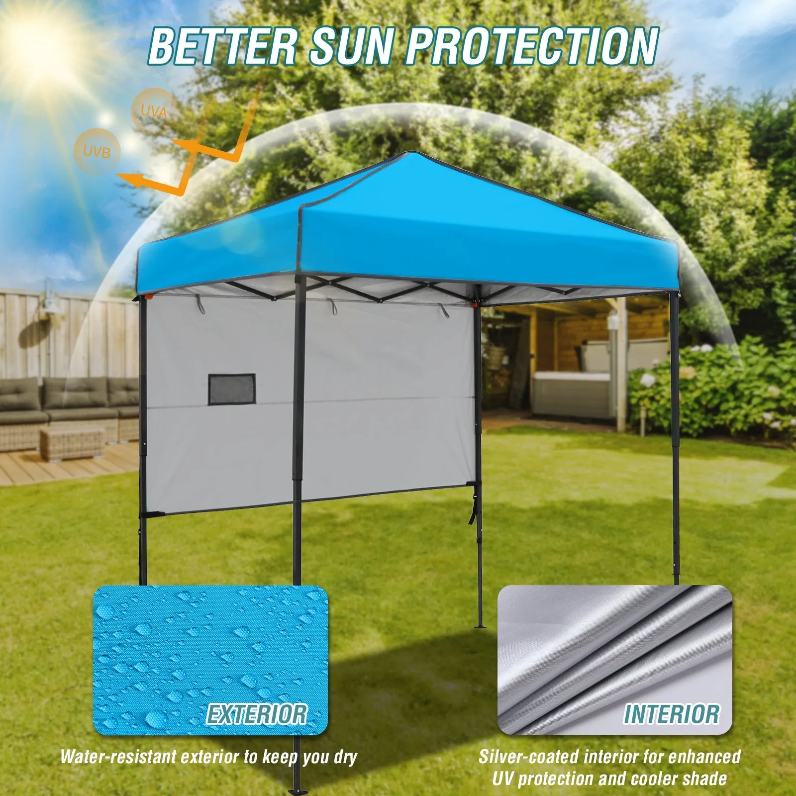 6x4 ft Instant Pop Up Canopy with Adjustable Sun Wall