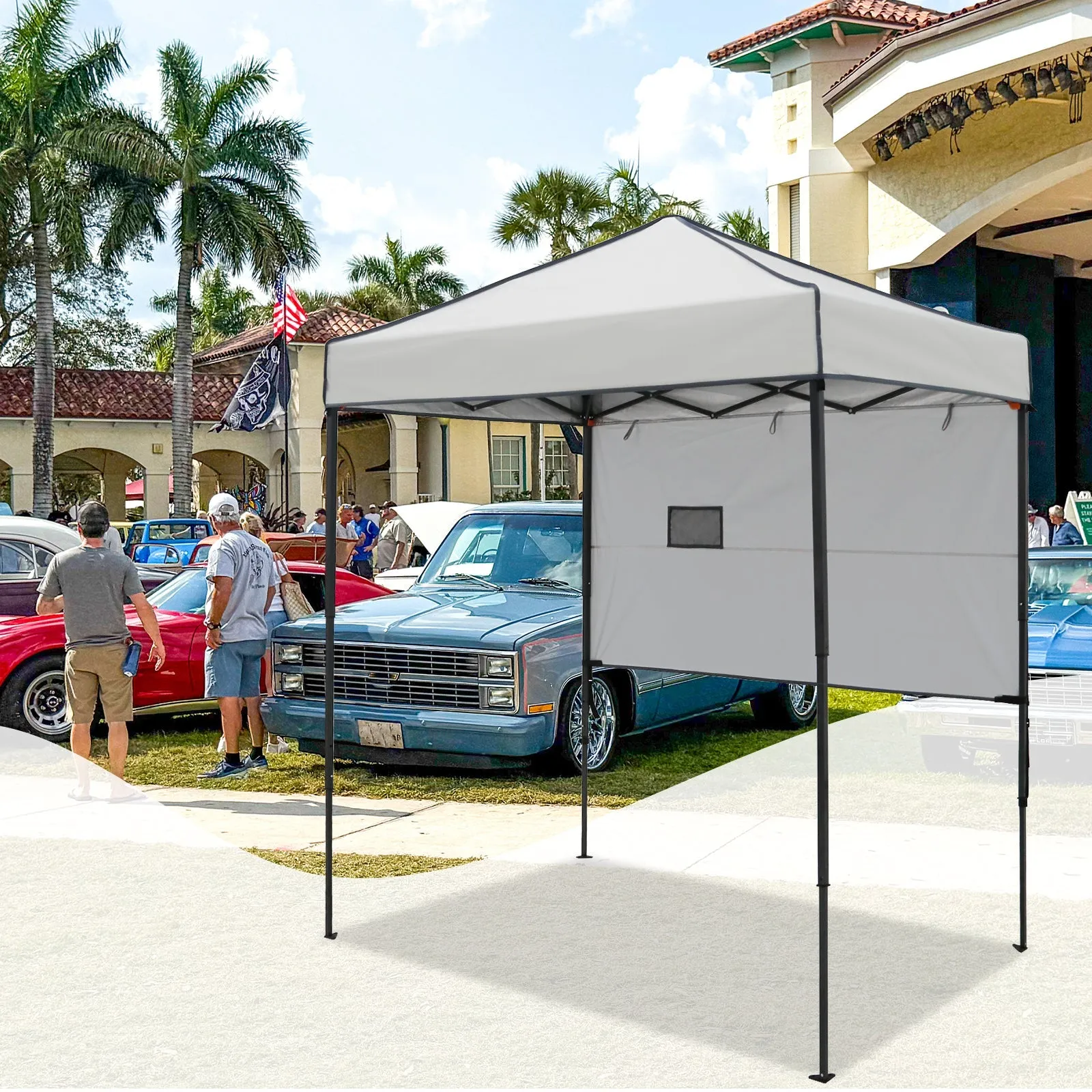 6x4 ft Instant Pop Up Canopy with Adjustable Sun Wall